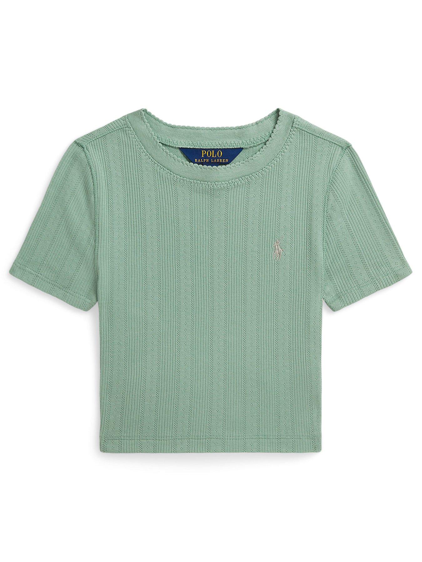 Polo Ralph Lauren Girls Short Sleeve Crop T-Shirt - Light Green