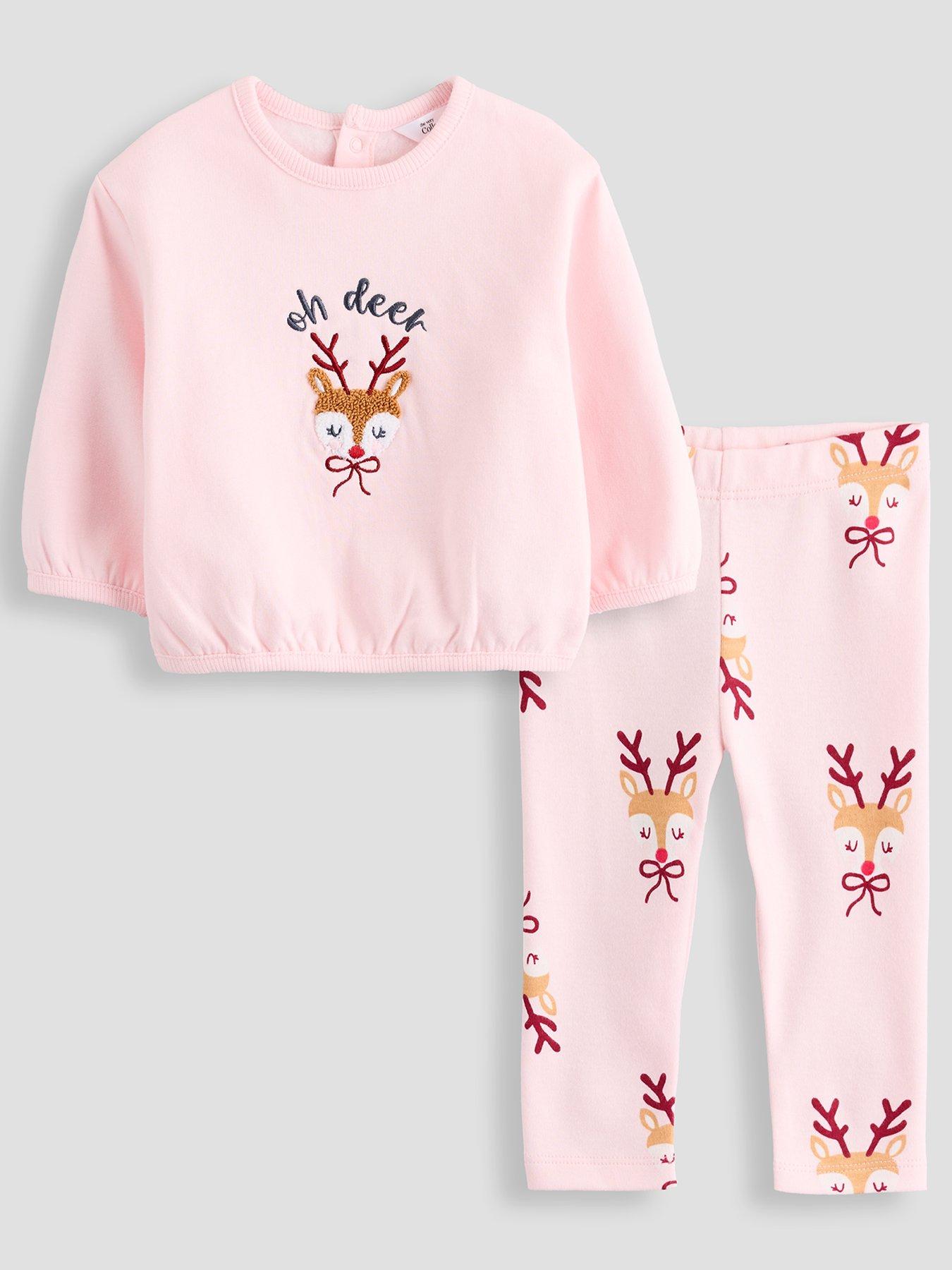 Image 1 of 4 of The Very Collection Baby Girls Reindeer Sweatshirt &amp; Leggings Set (3 months - 24 months) - Pink