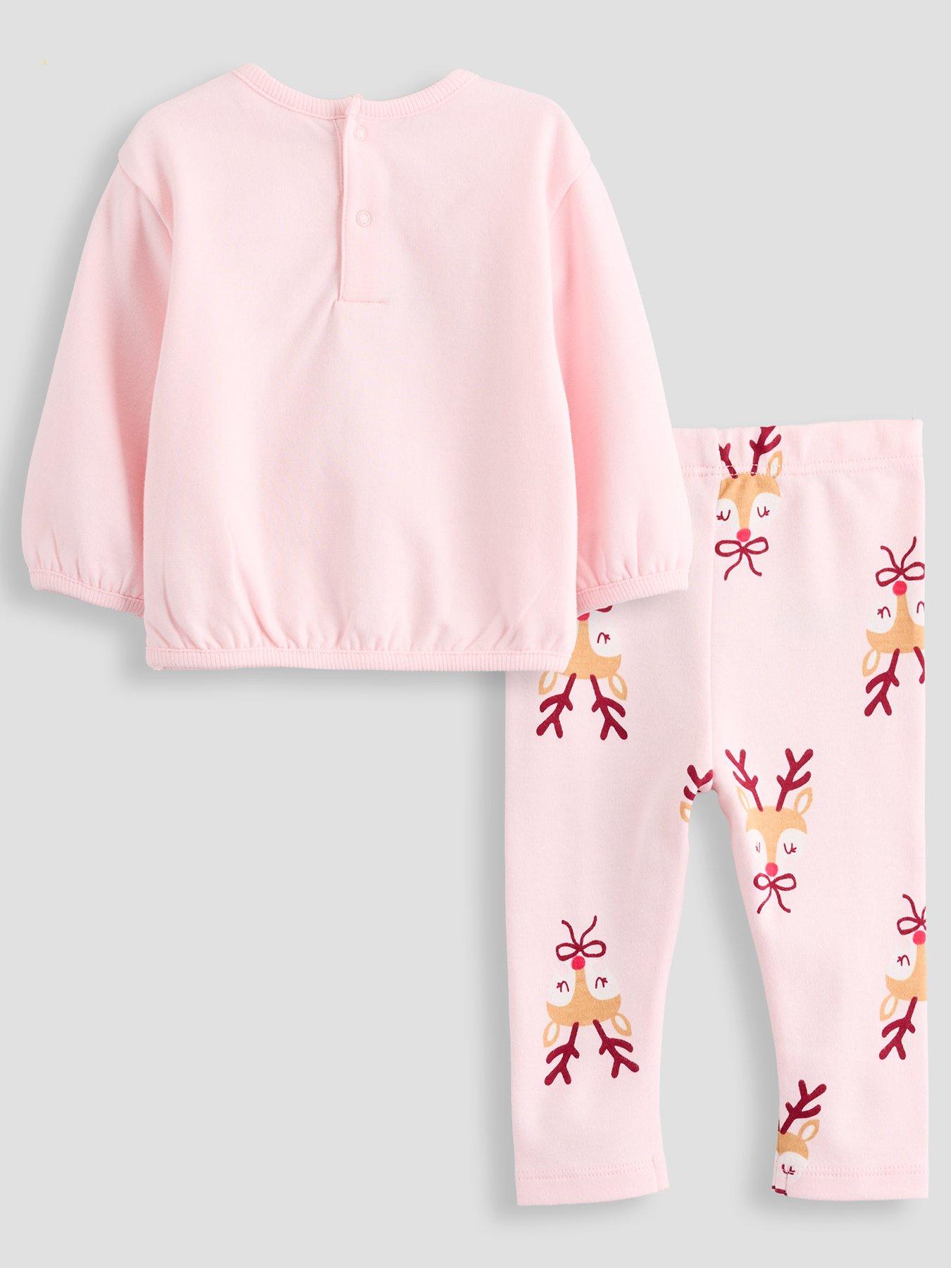 Image 2 of 4 of The Very Collection Baby Girls Reindeer Sweatshirt &amp; Leggings Set (3 months - 24 months) - Pink