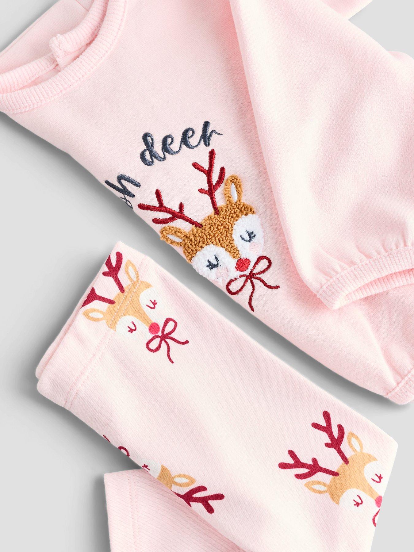 Image 3 of 4 of The Very Collection Baby Girls Reindeer Sweatshirt &amp; Leggings Set (3 months - 24 months) - Pink