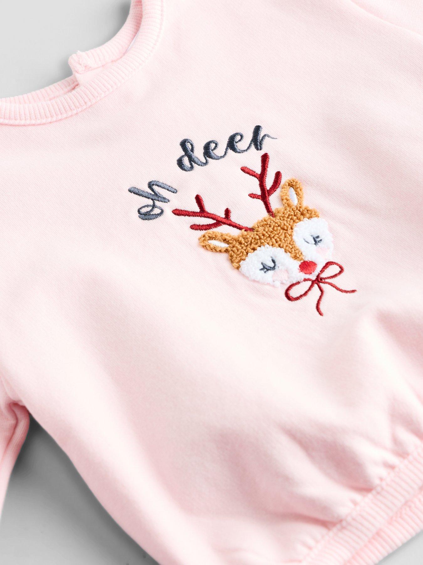Image 4 of 4 of The Very Collection Baby Girls Reindeer Sweatshirt &amp; Leggings Set (3 months - 24 months) - Pink