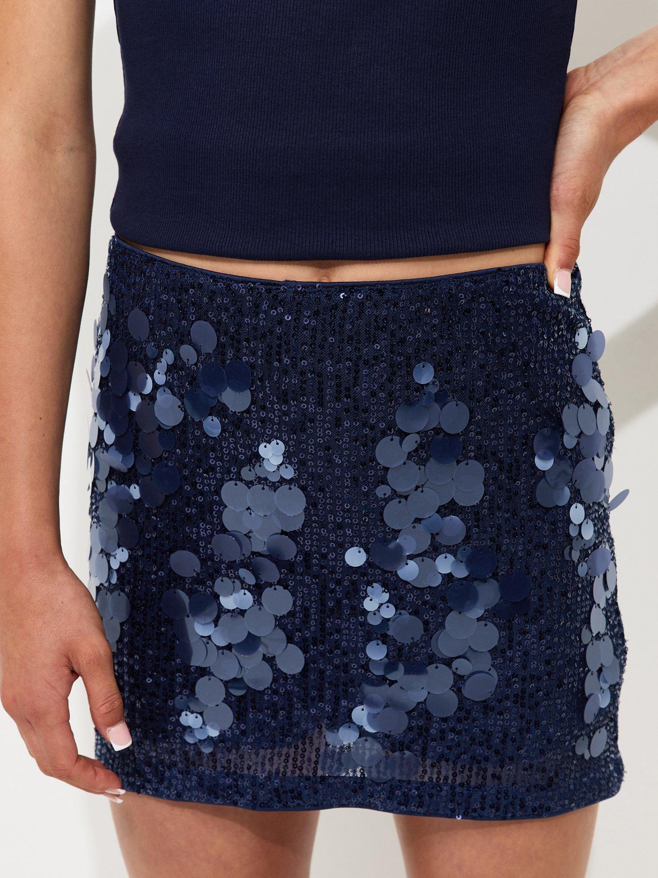 Image 4 of 5 of New Look 915 Girls Scattered Sequin Skort - Navy