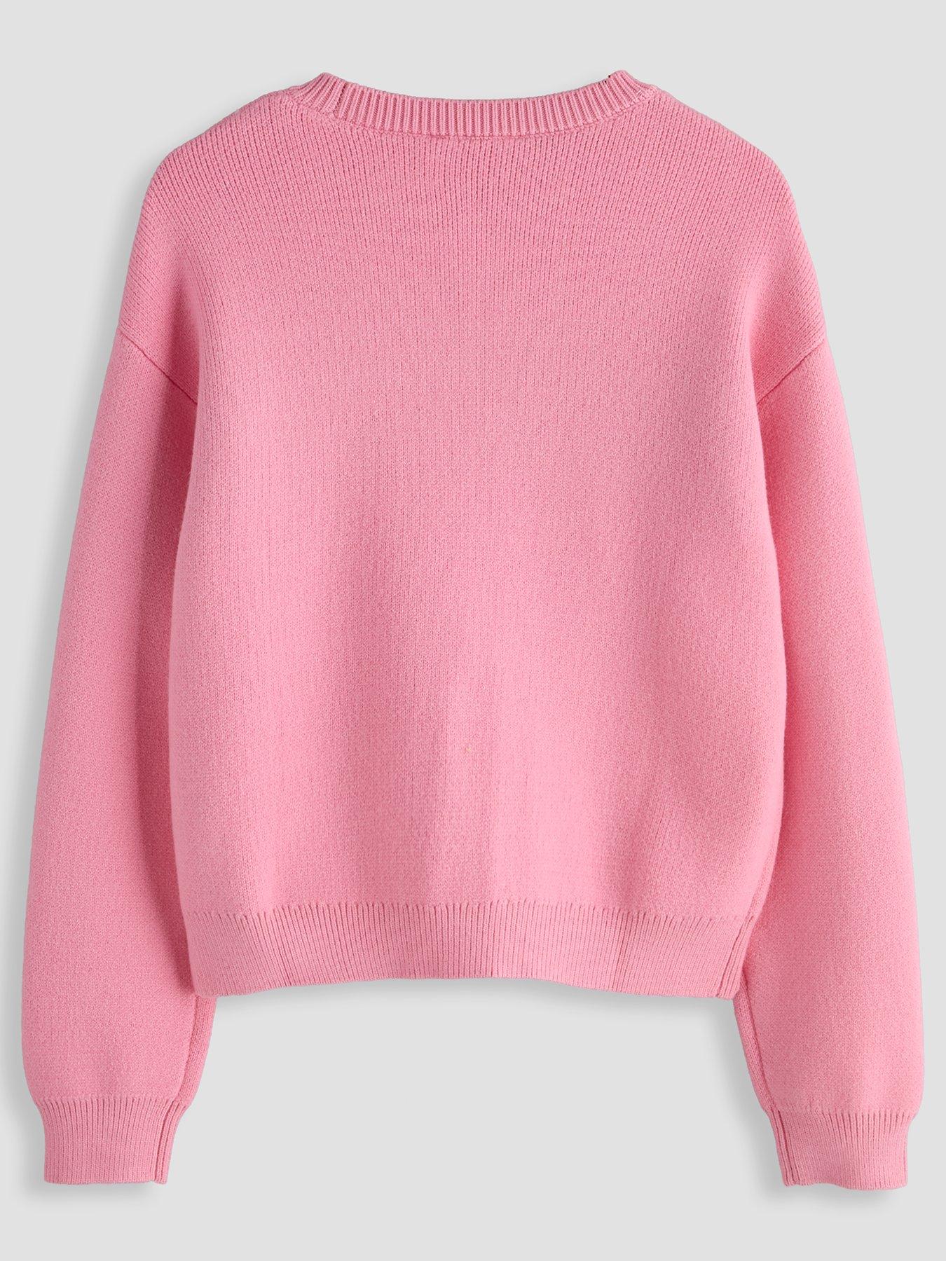 Image 2 of 4 of The Very Collection Girls Slogan Boucle Soft Knit Jumper - Pink