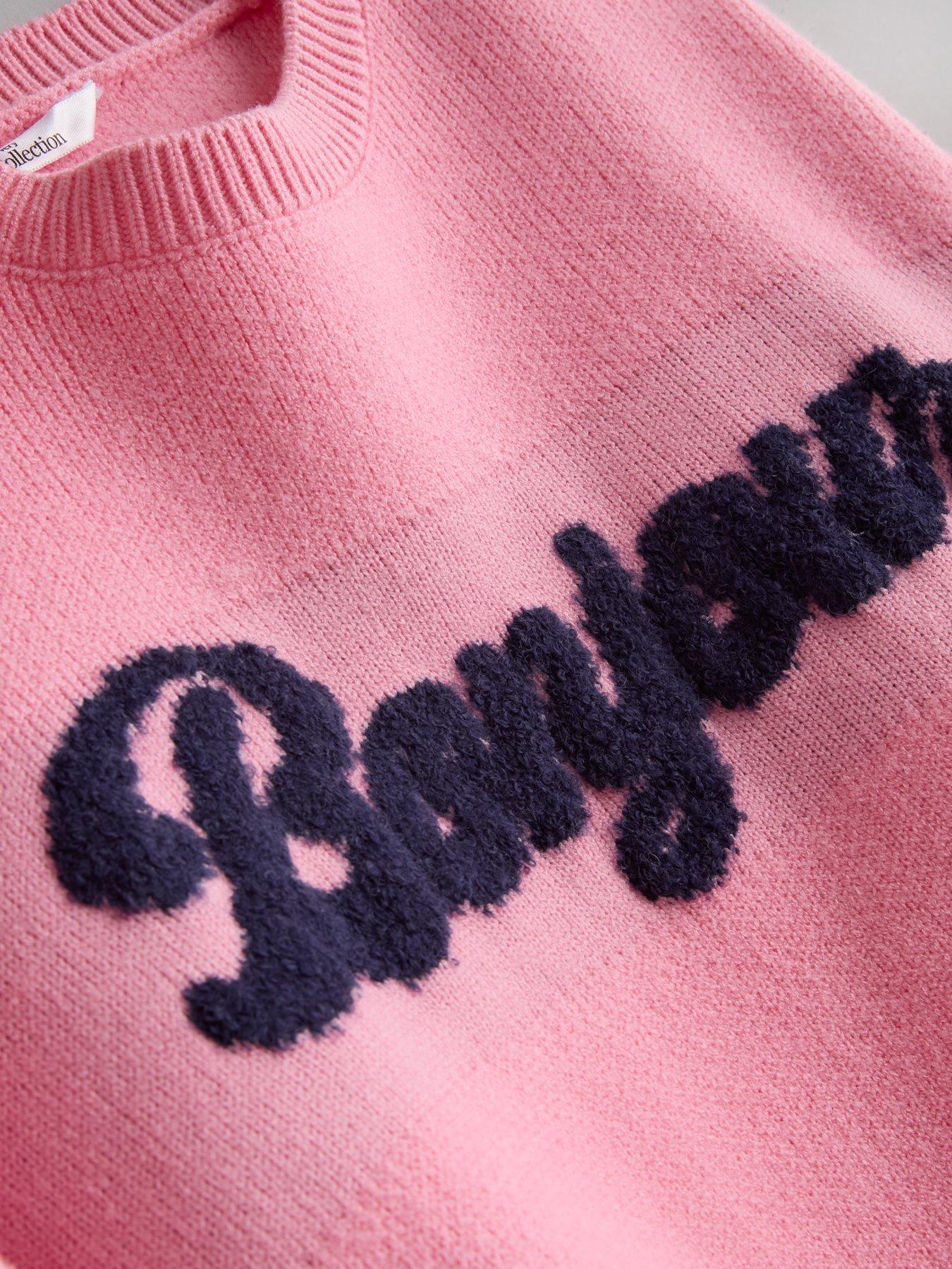 Image 4 of 4 of The Very Collection Girls Slogan Boucle Soft Knit Jumper - Pink