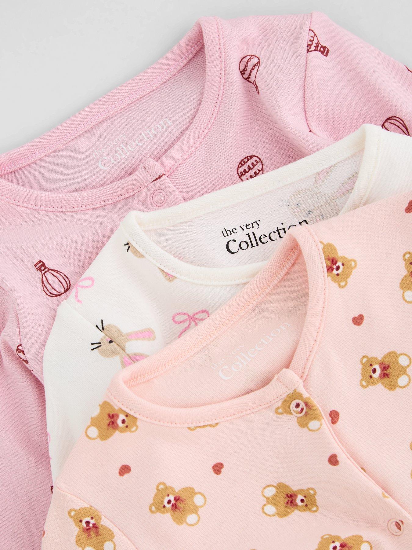 Image 5 of 5 of The Very Collection 3 Pack Bunny Printed Sleepsuit - Multi