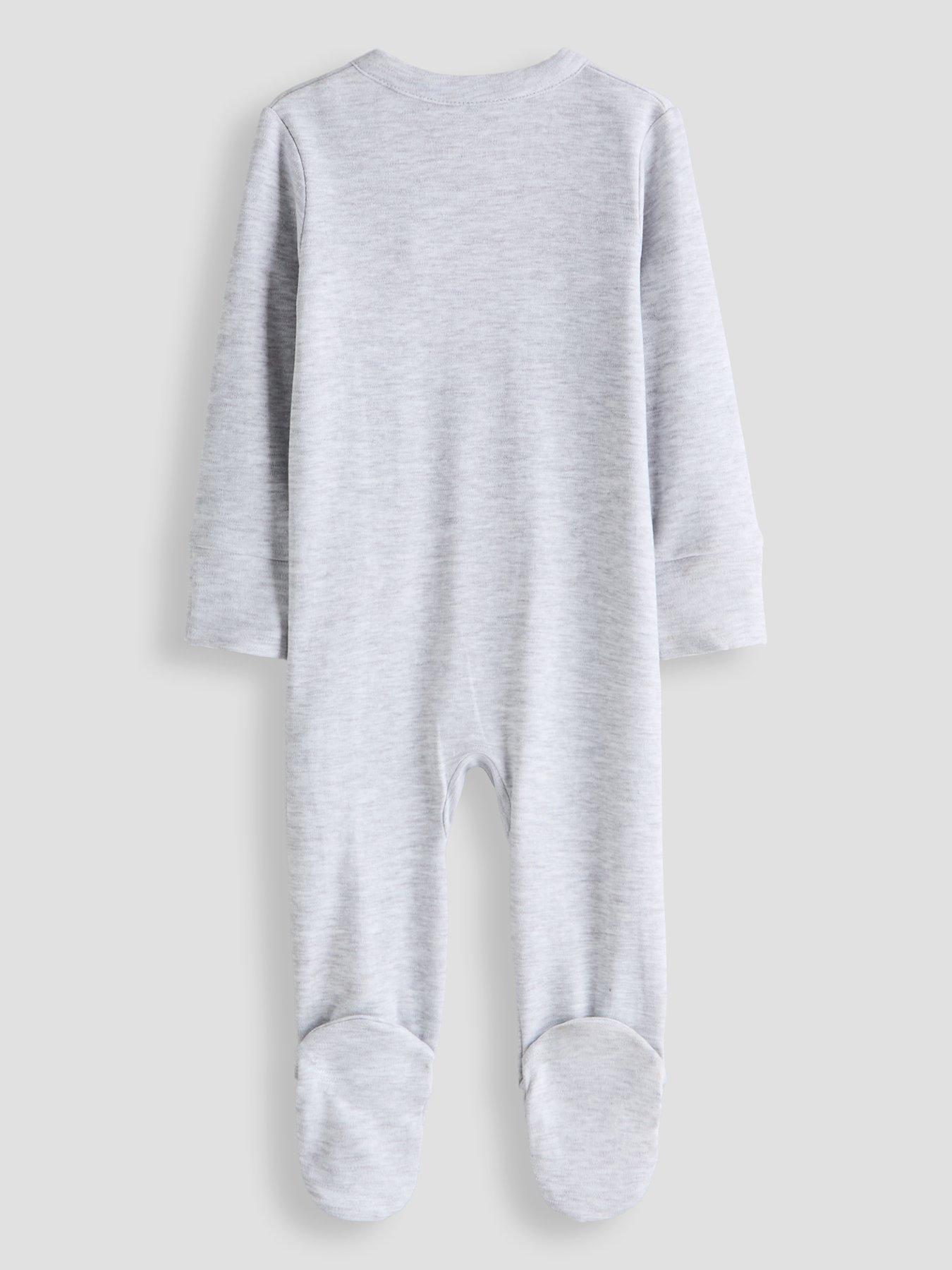 Image 2 of 5 of The Very Collection Bear Face Side Popper Single Sleepsuit - Grey