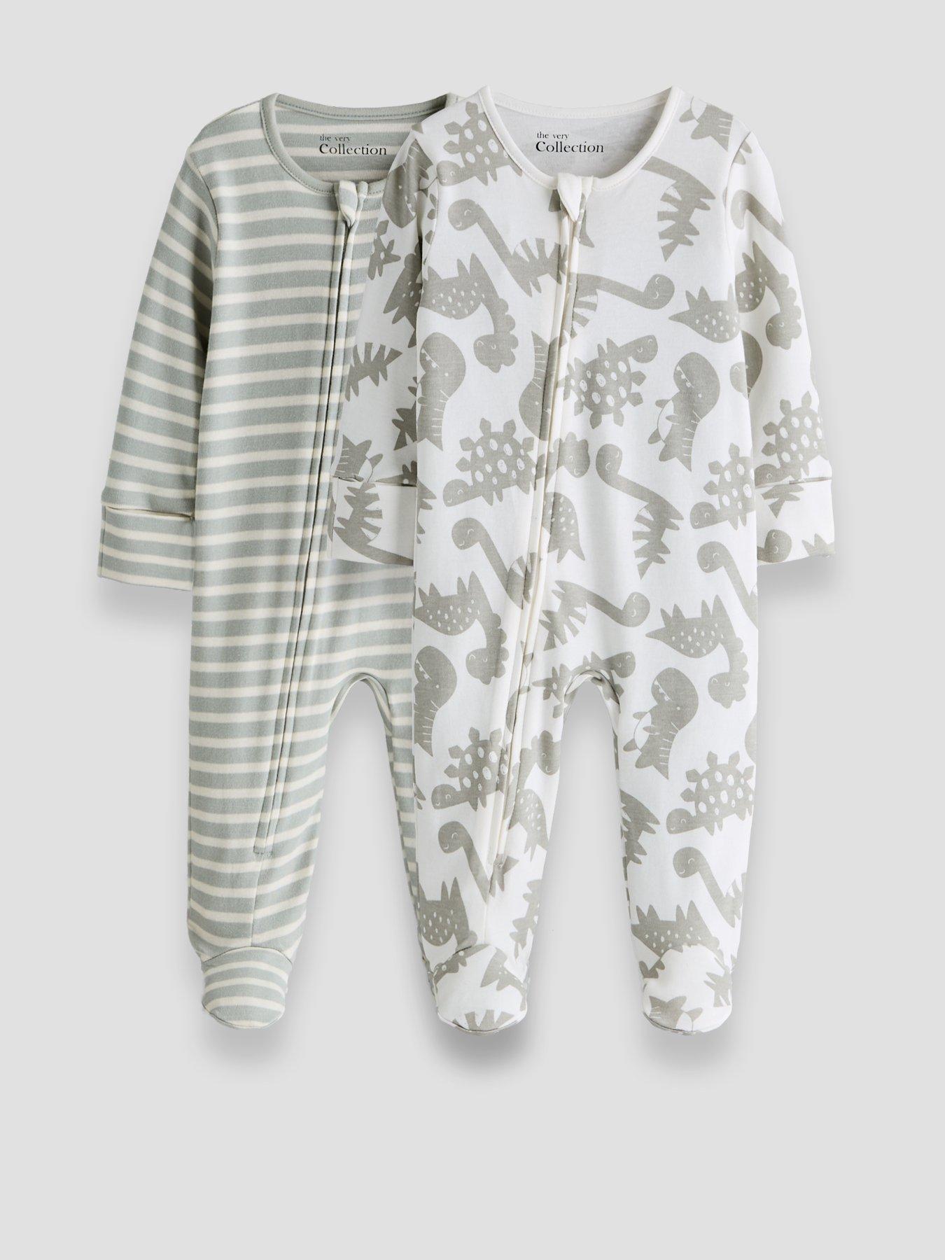 The Very Collection 2 Pack Dinosaur Sleepsuit (Newborn - 24 Months) in Grey