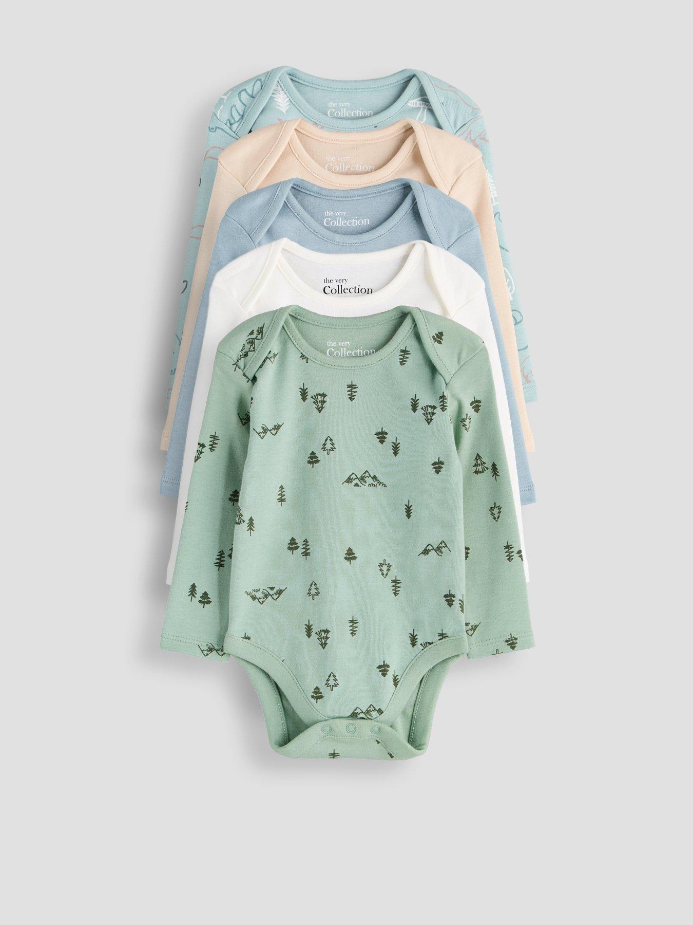 Image 1 of 5 of The Very Collection Boys 5 Pack Long Sleeve Envelope Neck Bodysuits - Multi