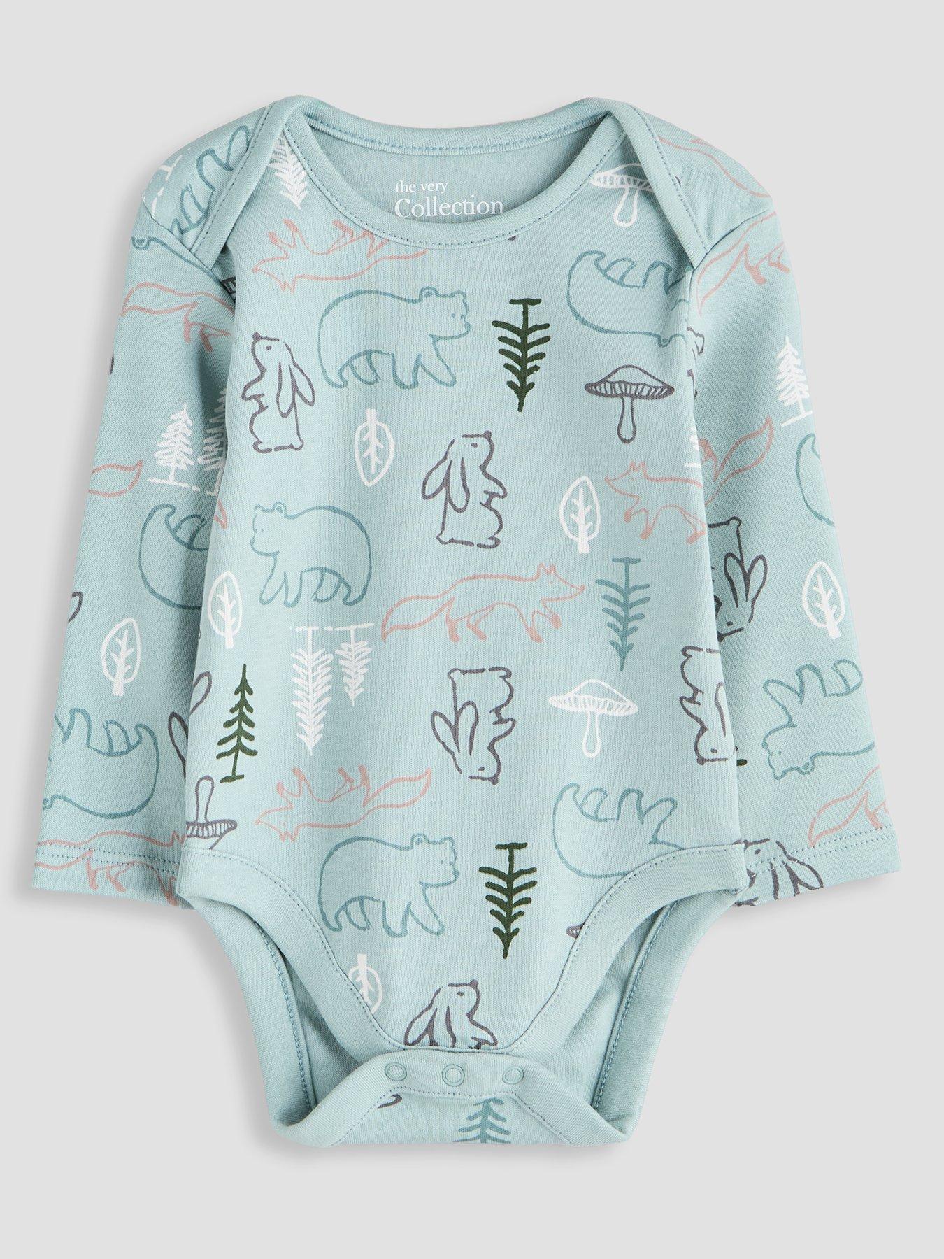 Image 2 of 5 of The Very Collection Boys 5 Pack Long Sleeve Envelope Neck Bodysuits - Multi