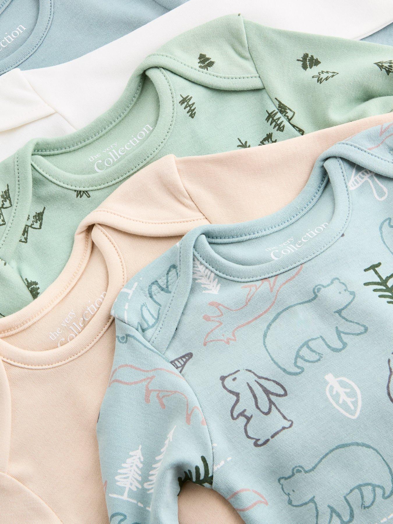 Image 4 of 5 of The Very Collection Boys 5 Pack Long Sleeve Envelope Neck Bodysuits - Multi