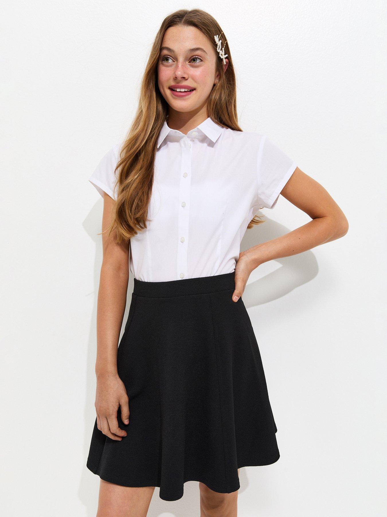 New Look 915 Girls Flared Skater School Skirt - Black