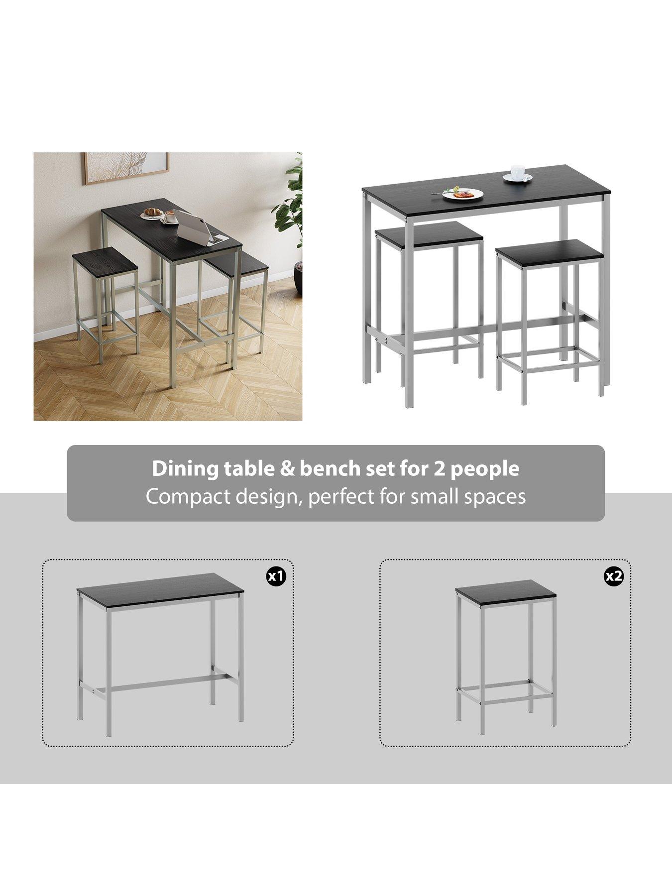 Image 3 of 7 of Vida Designs Roslyn 2 Seater Bar Table Set In Black