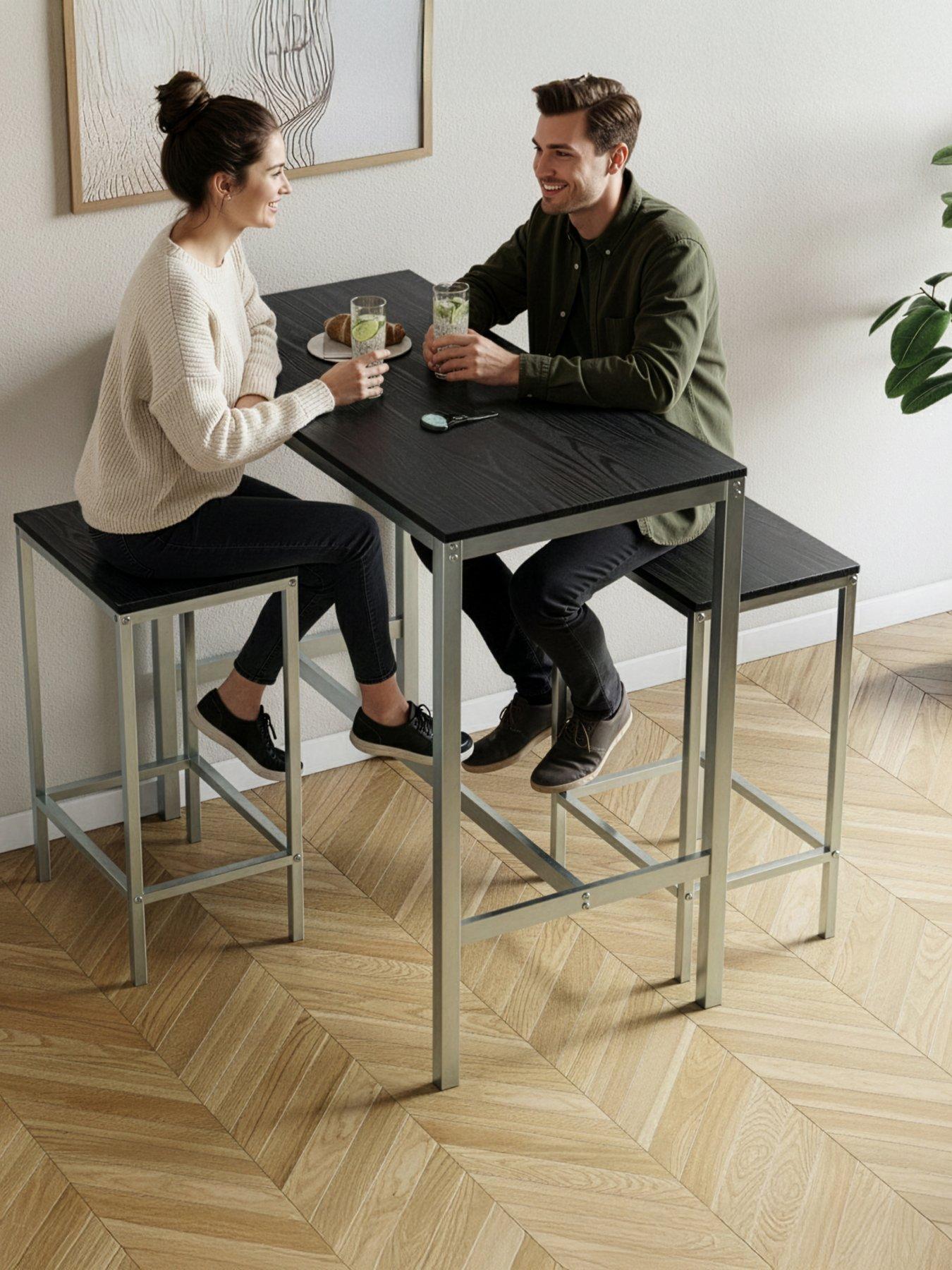 Image 4 of 7 of Vida Designs Roslyn 2 Seater Bar Table Set In Black
