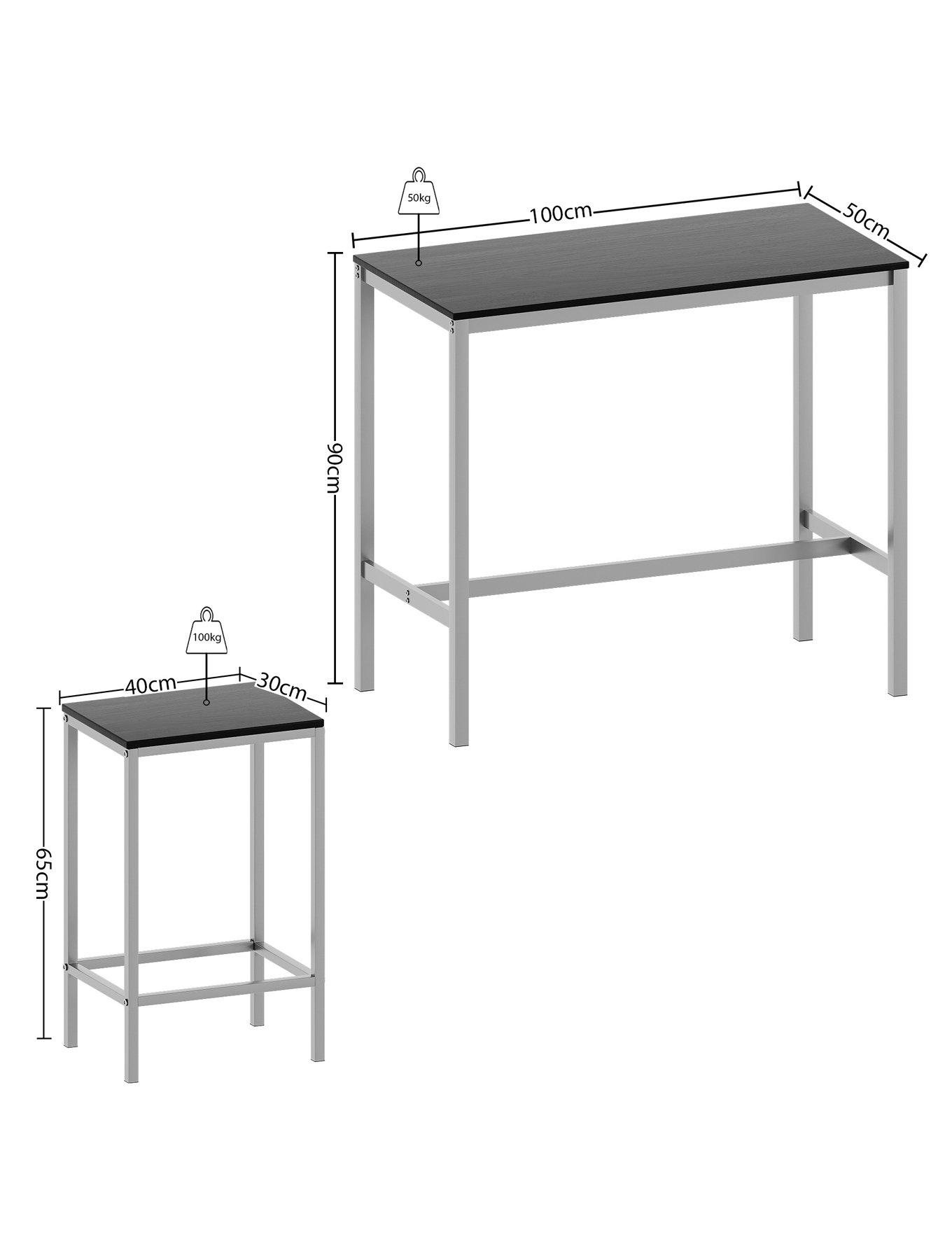 Image 6 of 7 of Vida Designs Roslyn 2 Seater Bar Table Set In Black