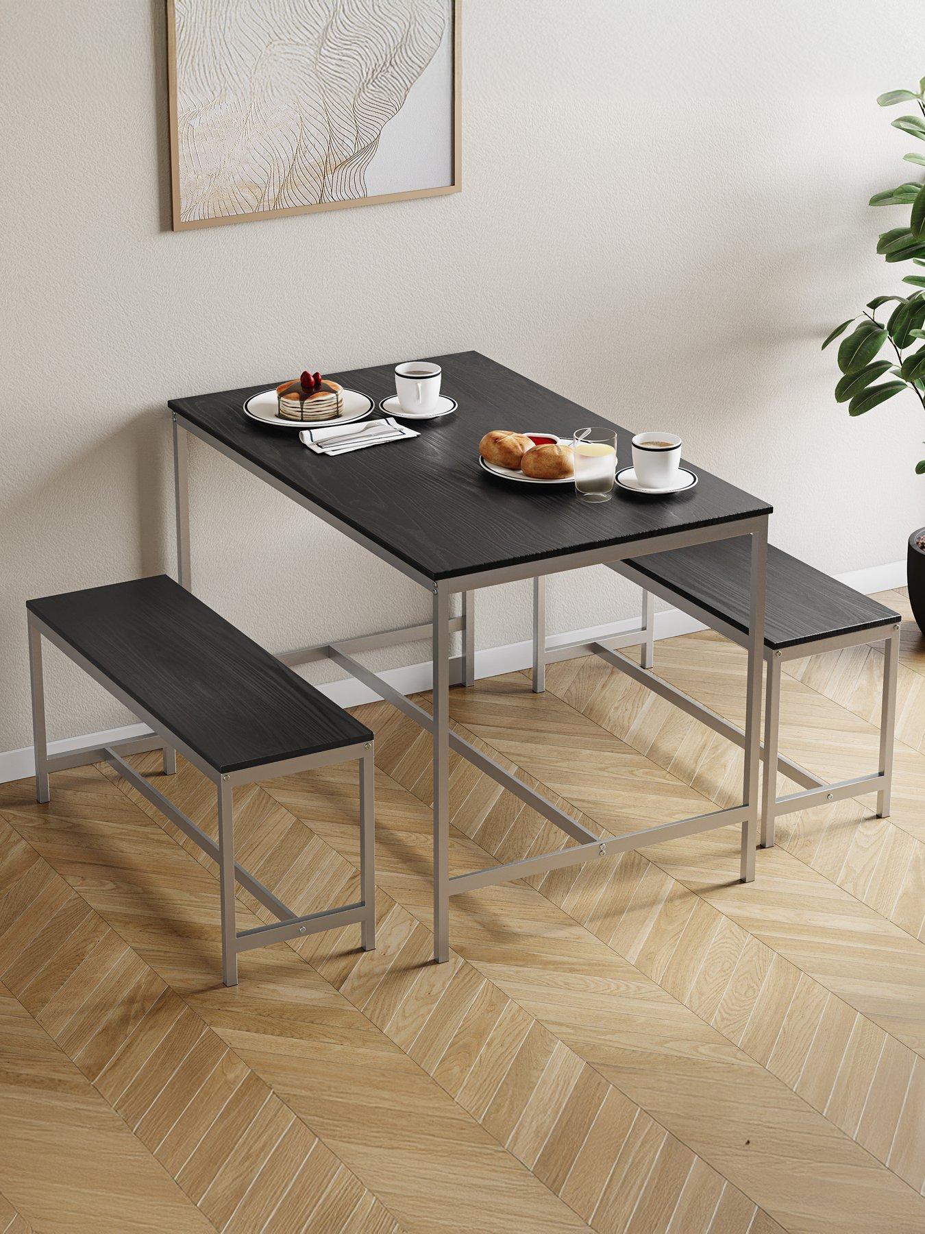 Image 1 of 7 of Vida Designs Roslyn 4 Seater Dining Table With Bench Set In Black