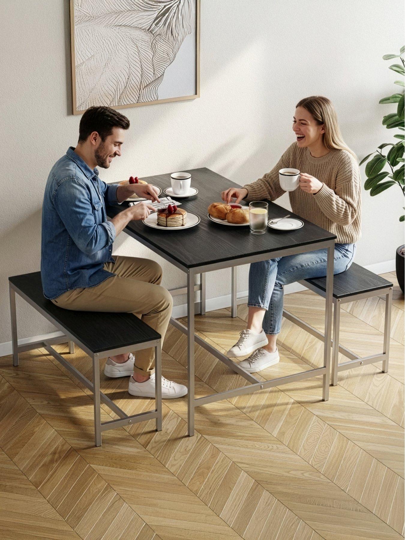 Image 4 of 7 of Vida Designs Roslyn 4 Seater Dining Table With Bench Set In Black