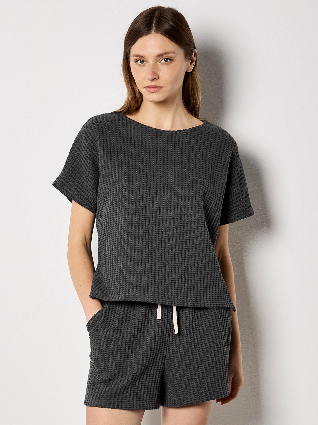 Apricot Dry Waffle Body Grown On Sleeve Tee