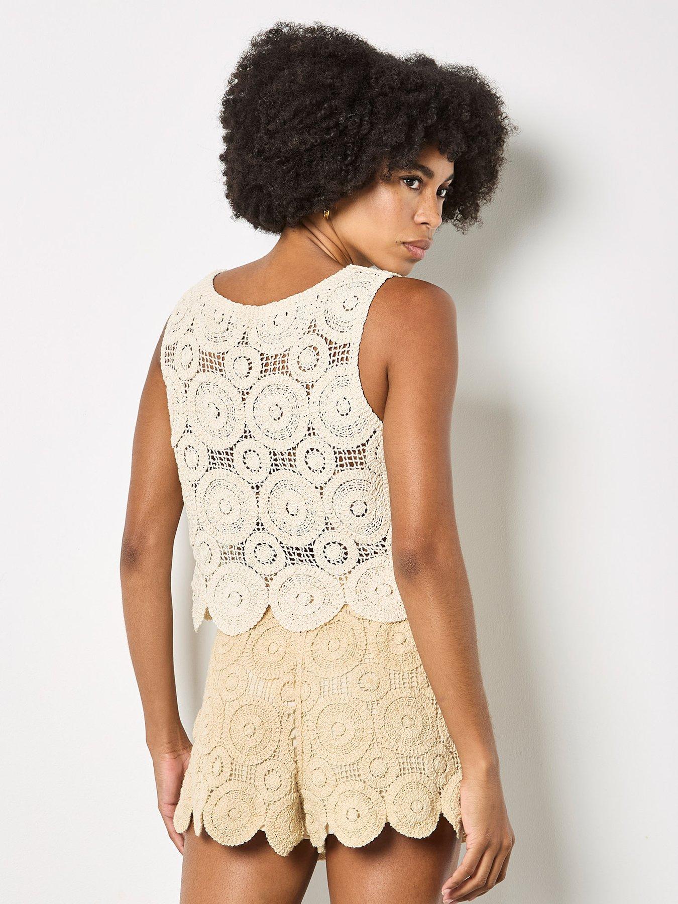 Image 2 of 5 of Apricot Apricot Circles Crochet Shell Top