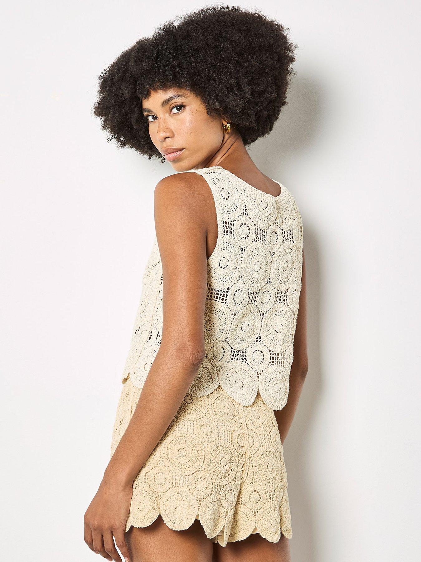 Image 5 of 5 of Apricot Apricot Circles Crochet Shell Top
