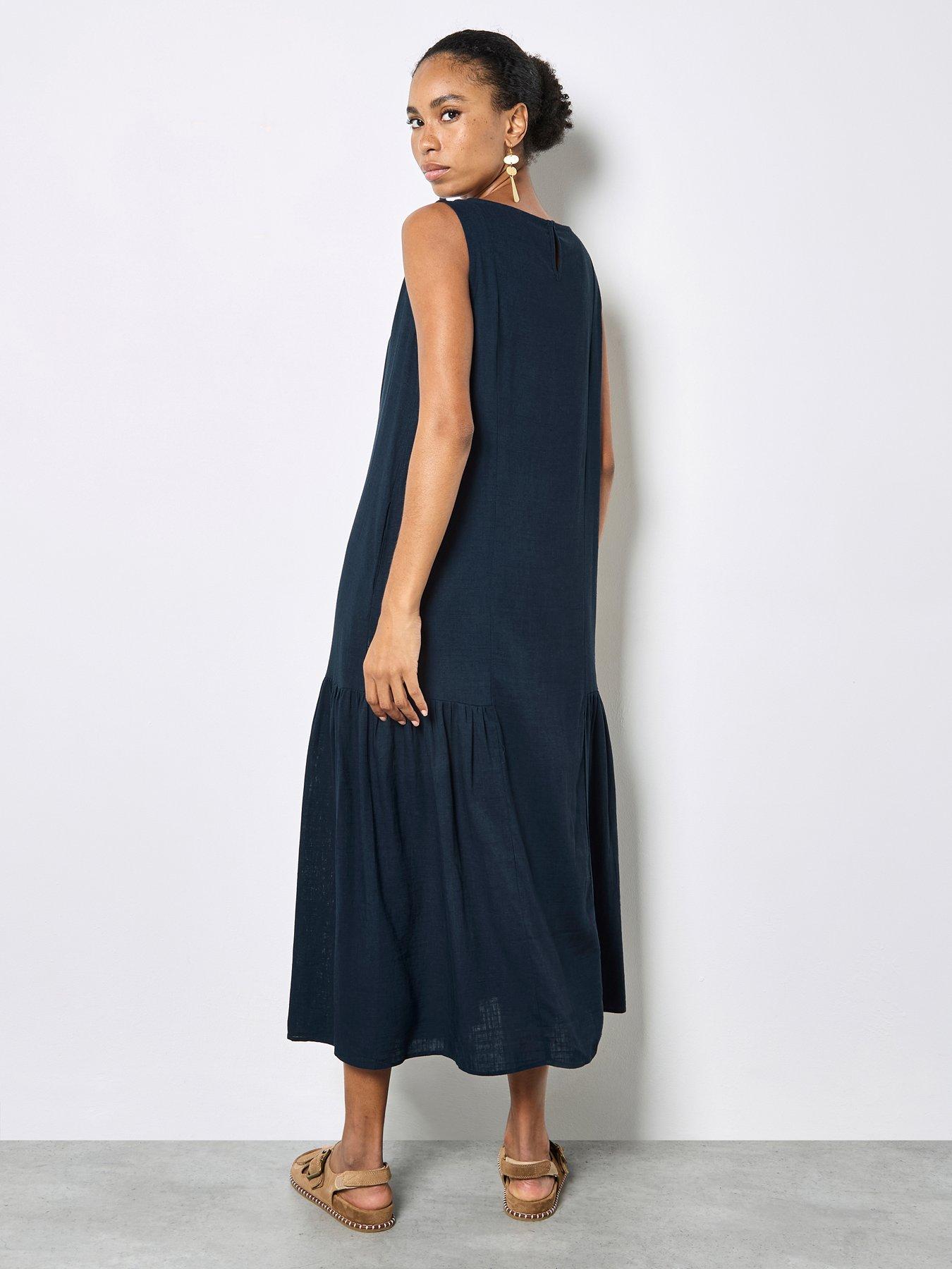 Image 2 of 4 of Apricot Linen Mix Side Panel Trapeze Dre