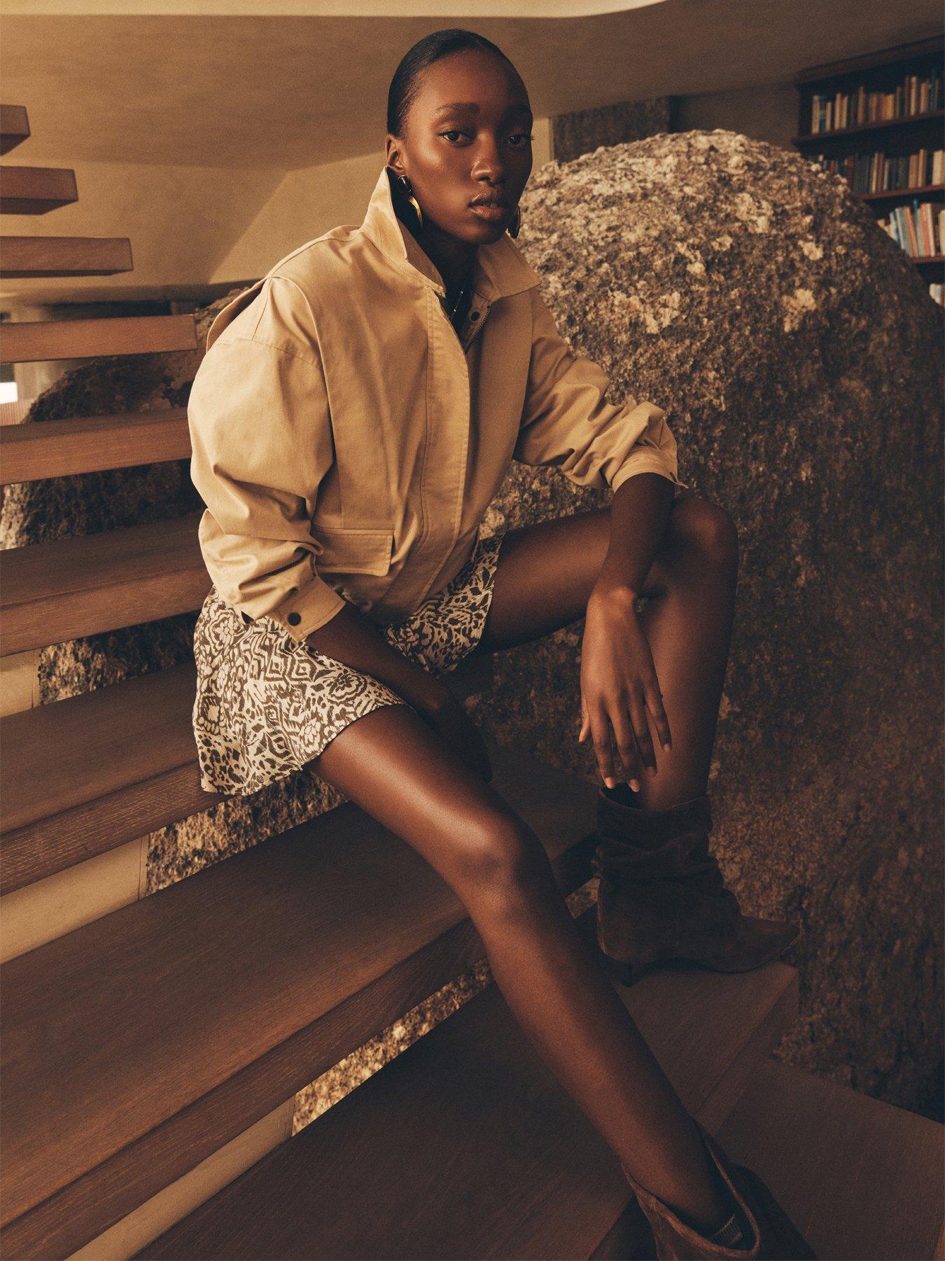 Image 1 of 5 of Apricot Shoulder Pleat Crop Jacket