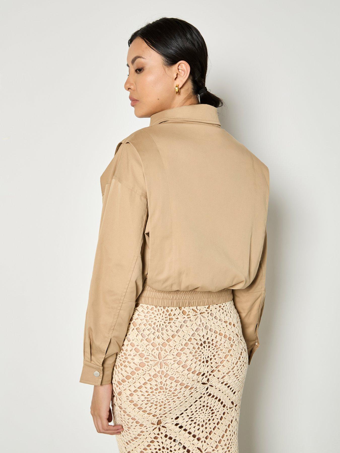 Image 2 of 5 of Apricot Shoulder Pleat Crop Jacket