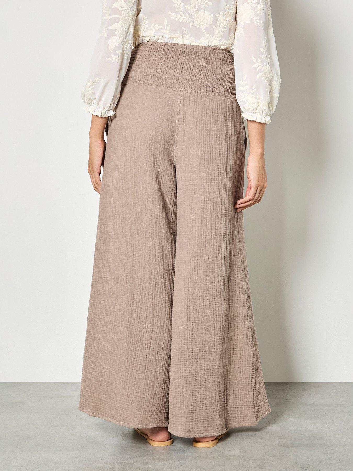 apricot-double-weave-cotton-wide-leg-trouserstillFront