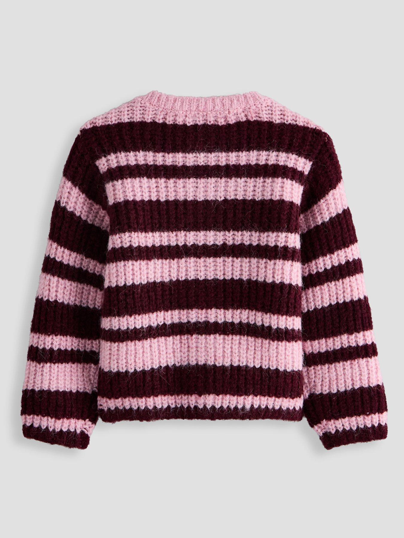 Image 2 of 5 of The Very Collection Girls Wide Stripe Cardigan (18 months - 16 years) - Pink