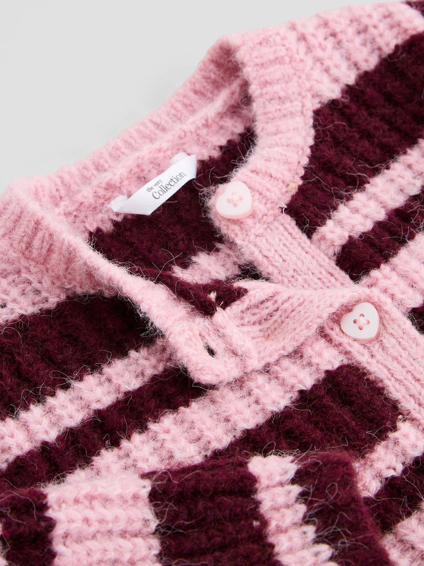 Image 4 of 5 of The Very Collection Girls Wide Stripe Cardigan (18 months - 16 years) - Pink