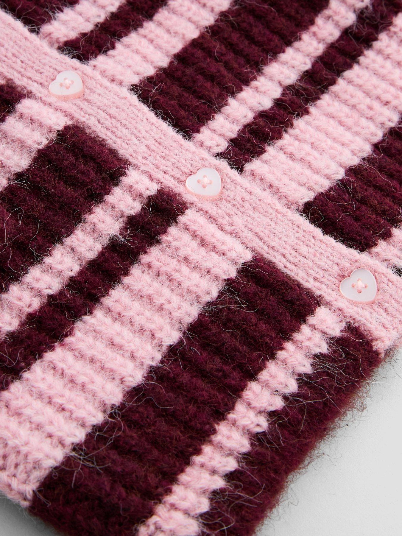 Image 5 of 5 of The Very Collection Girls Wide Stripe Cardigan (18 months - 16 years) - Pink