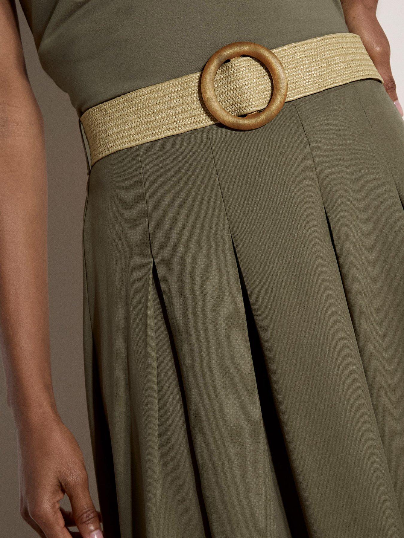 Image 4 of 4 of Apricot Boho Slub Belted Midi Skirt