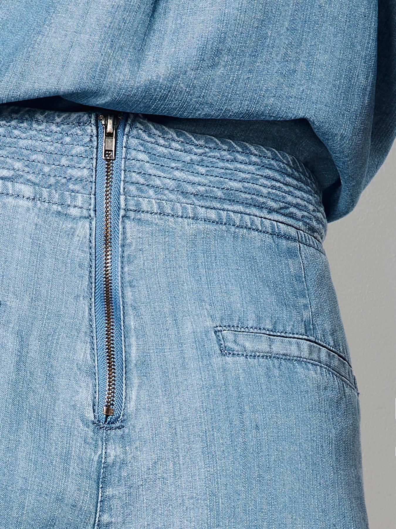 Image 4 of 5 of Apricot Slub Denim Wrap Skort