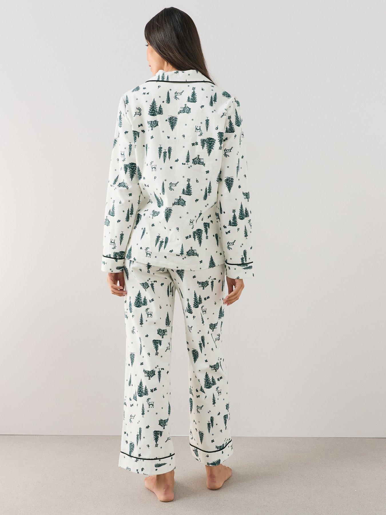 Image 3 of 7 of The Very Collection Womens Family Christmas Pyjama Xmas Tree Brushed Woven Revere Set