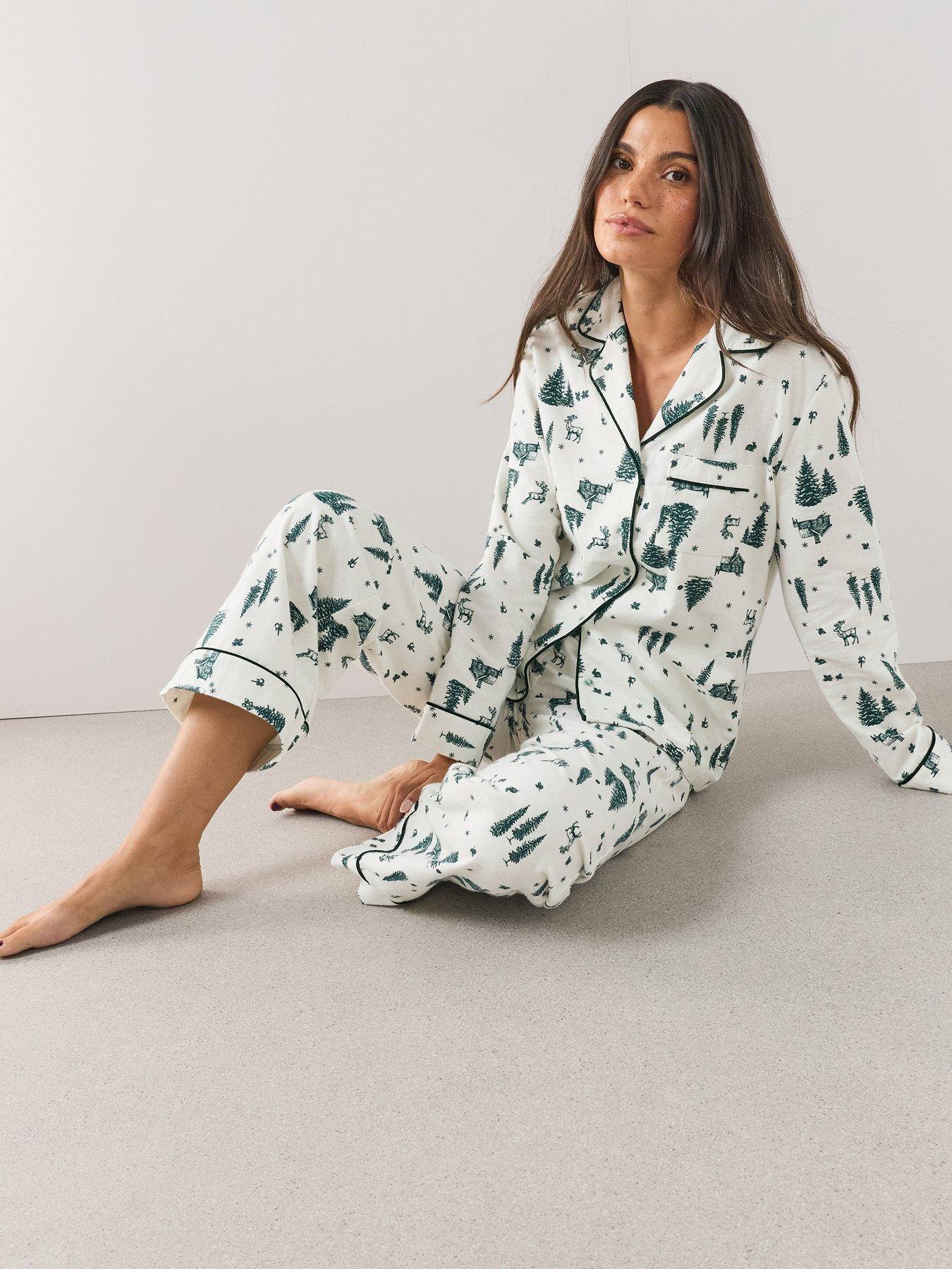 Image 5 of 7 of The Very Collection Womens Family Christmas Pyjama Xmas Tree Brushed Woven Revere Set