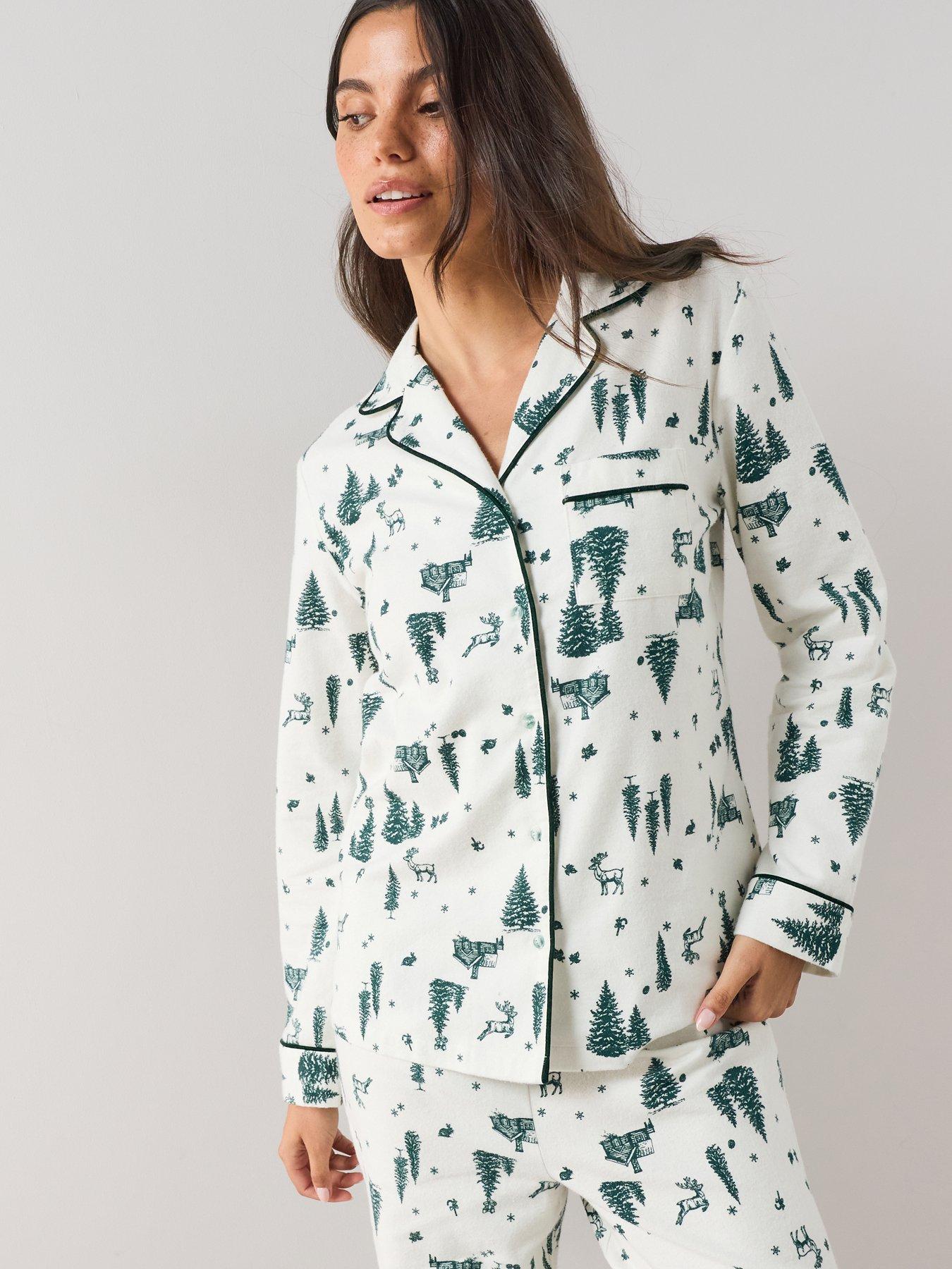Image 6 of 7 of The Very Collection Womens Family Christmas Pyjama Xmas Tree Brushed Woven Revere Set