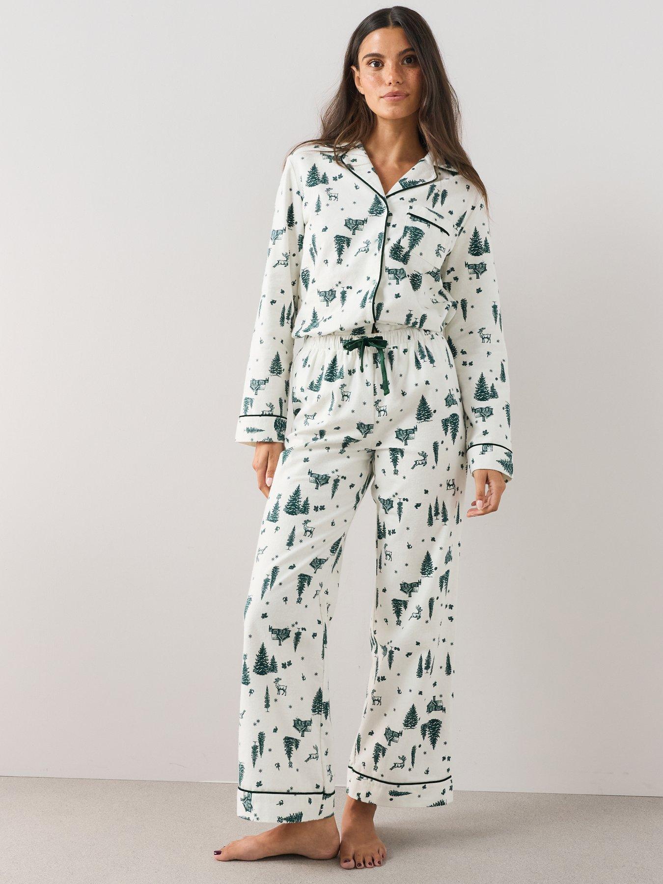 Image 7 of 7 of The Very Collection Womens Family Christmas Pyjama Xmas Tree Brushed Woven Revere Set