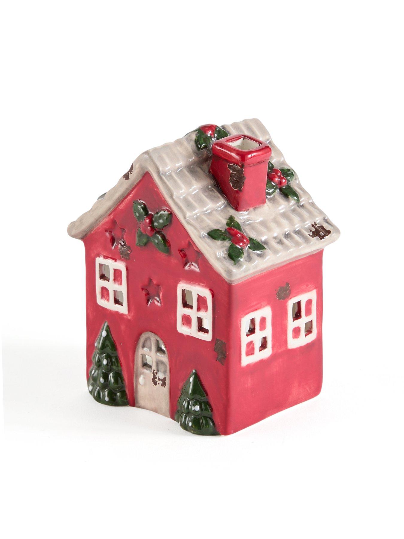 Image 4 of 7 of Heaven Sends Set of 2&nbsp;Red House Tea Light Holder Christmas Decorations