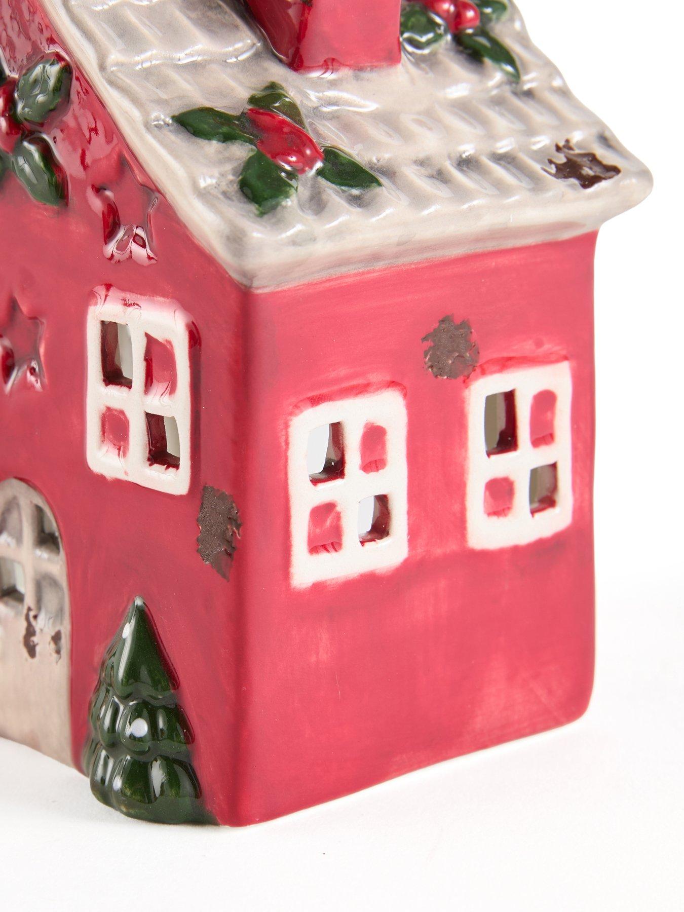 Image 6 of 7 of Heaven Sends Set of 2&nbsp;Red House Tea Light Holder Christmas Decorations