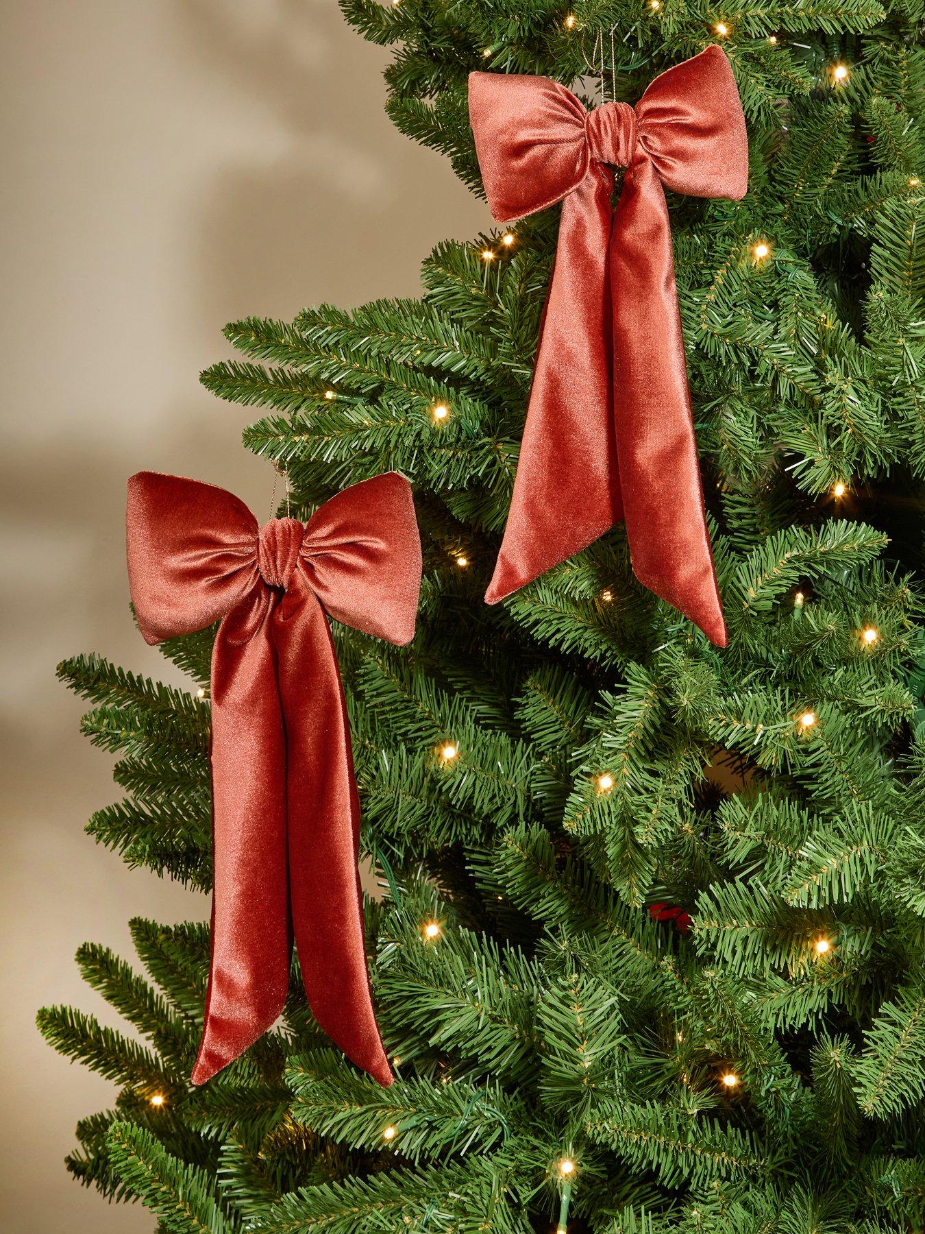 Heaven Sends Hanging Velvet Bow Set Of 2- Rust