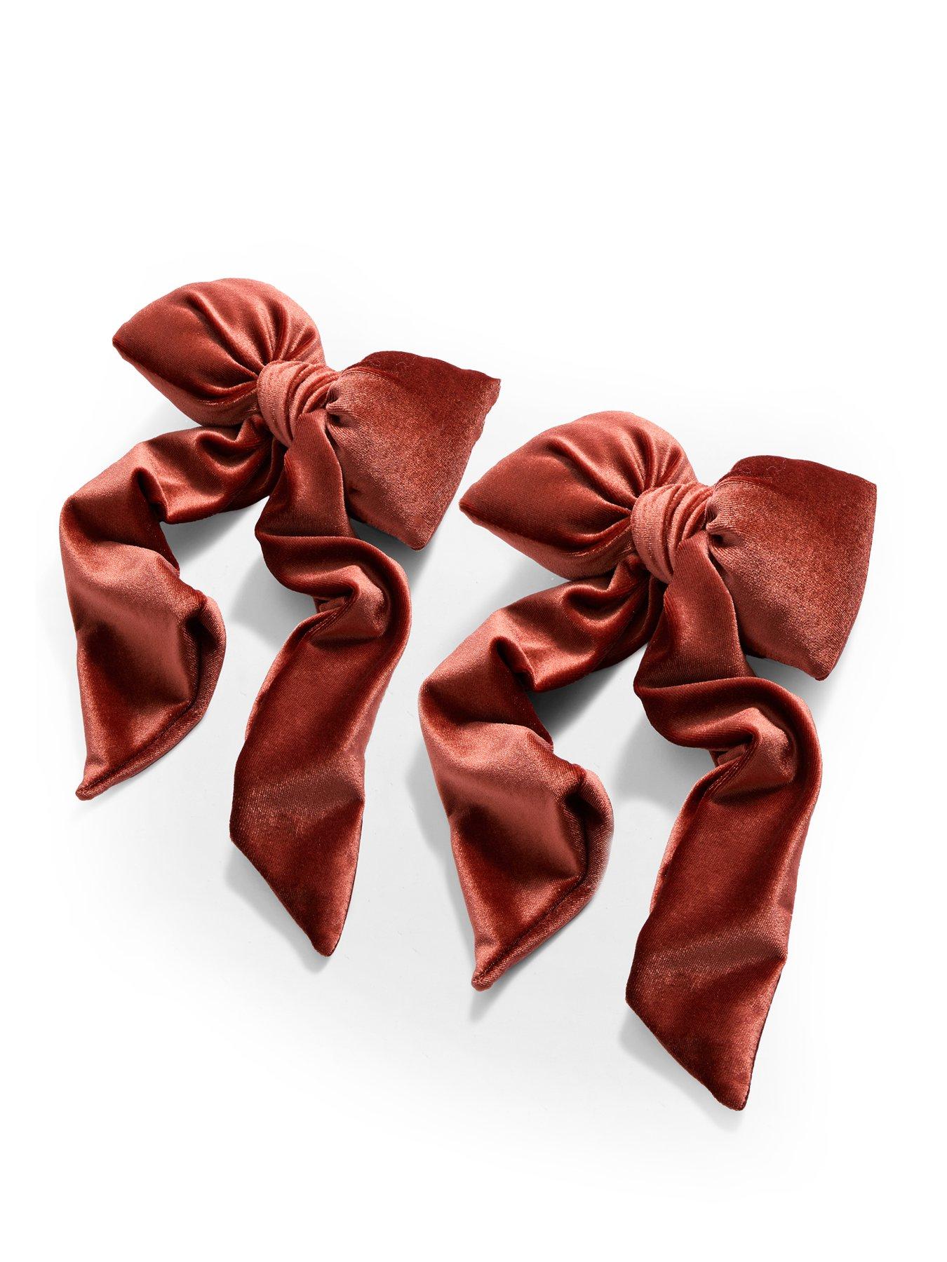 Image 2 of 3 of Heaven Sends Hanging Velvet Bow Set of 2- Rust