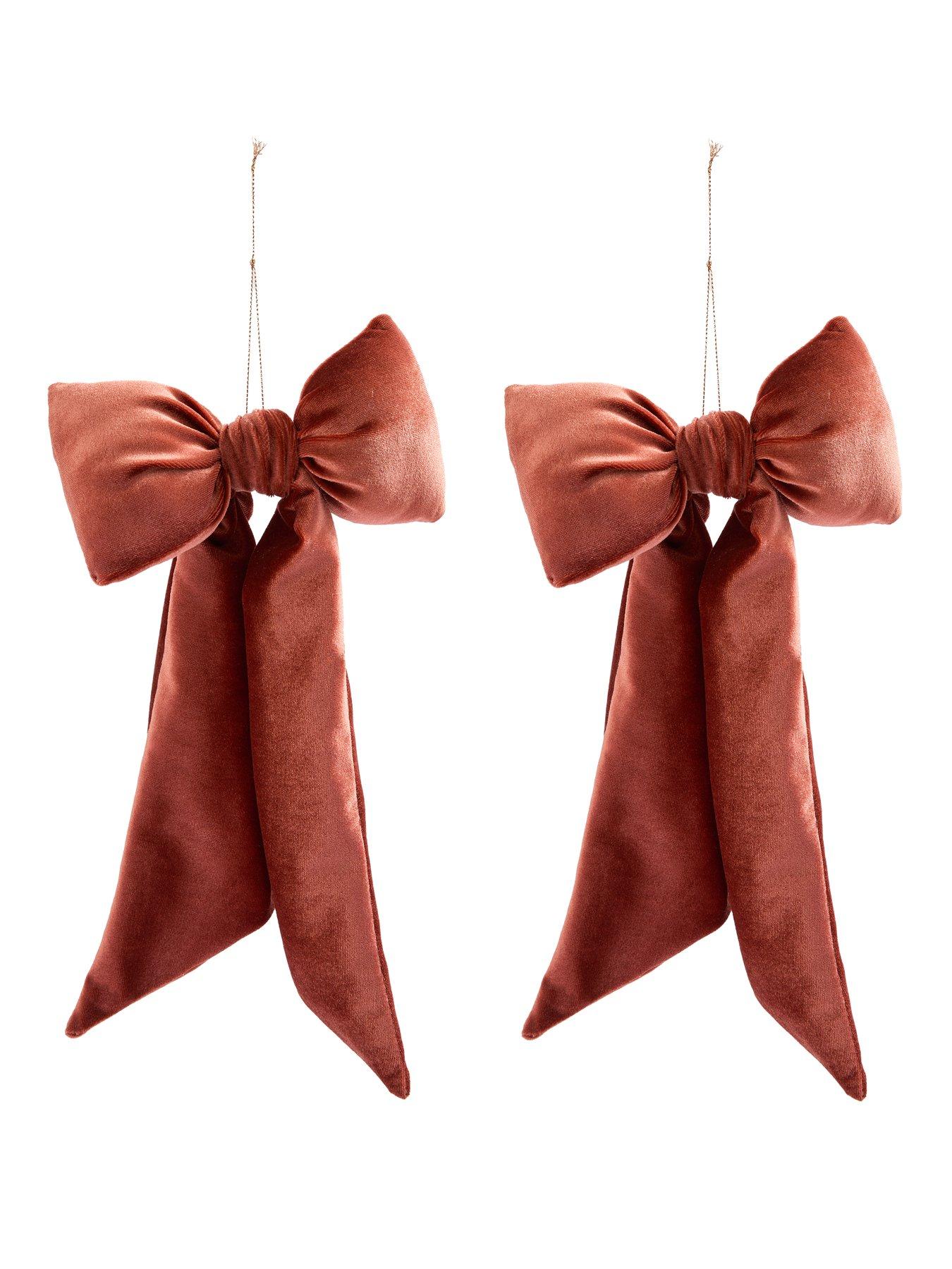 Image 3 of 3 of Heaven Sends Hanging Velvet Bow Set of 2- Rust