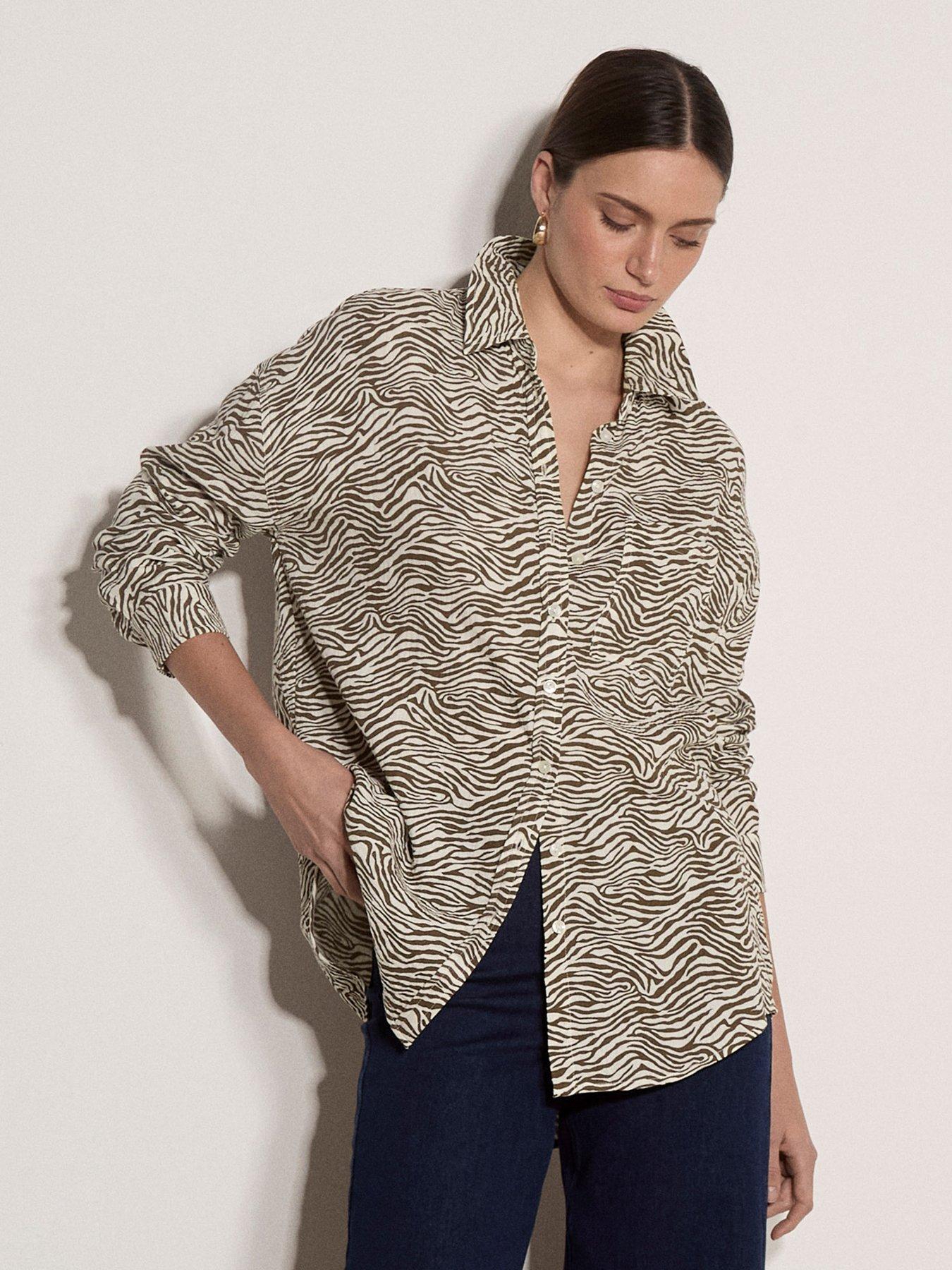 Apricot Apricot Zebra Print Oversize Pkt Shirt