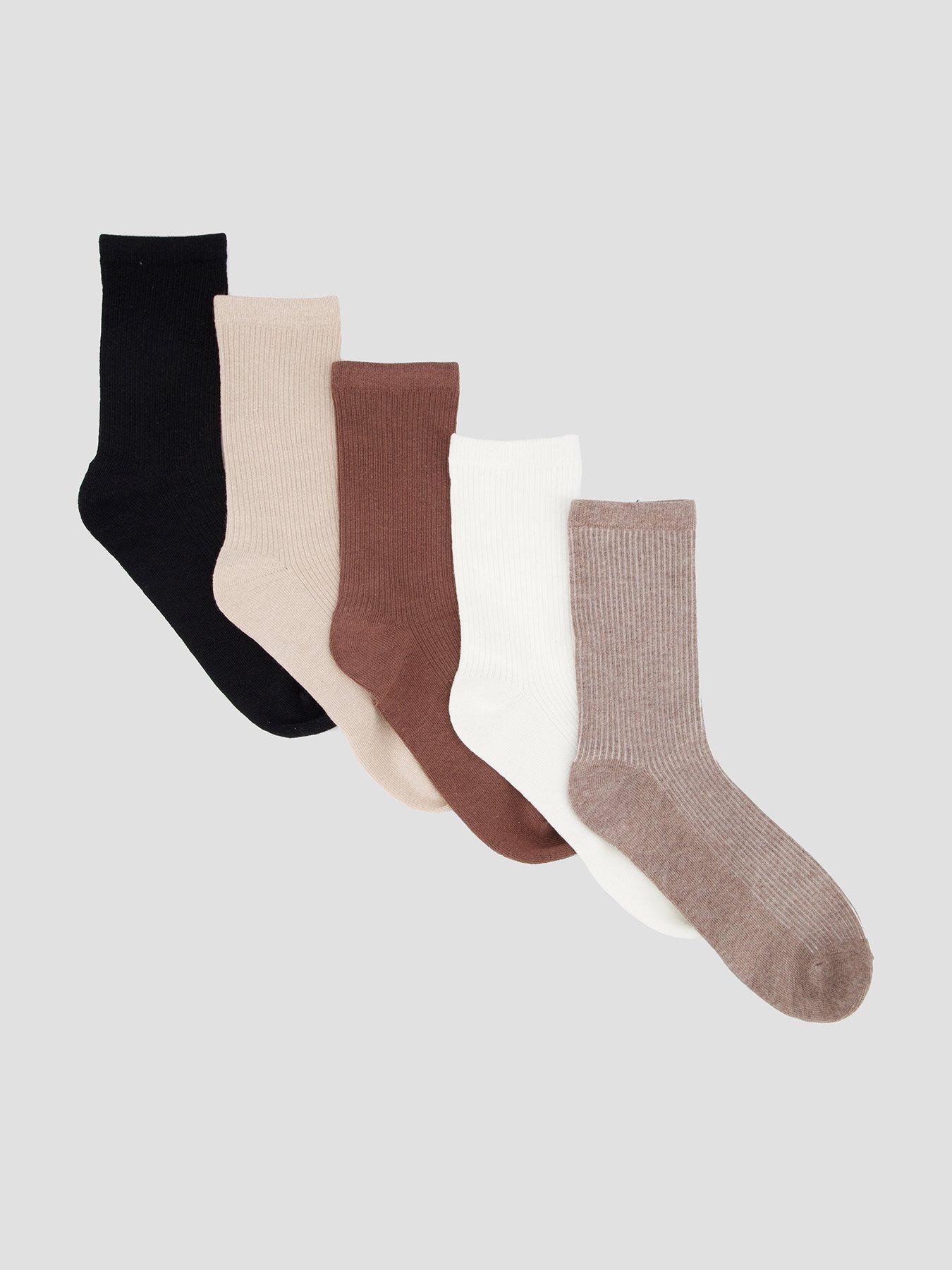 Image 1 of 5 of The Very Collection 5 Pack Neutral Rib Ankle Socks - Multi