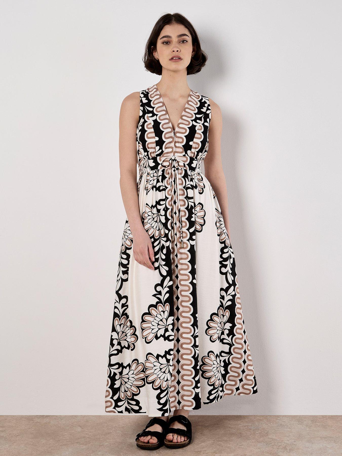 Apricot Apricot Mirror Floral V/nk Sleeveless Dr