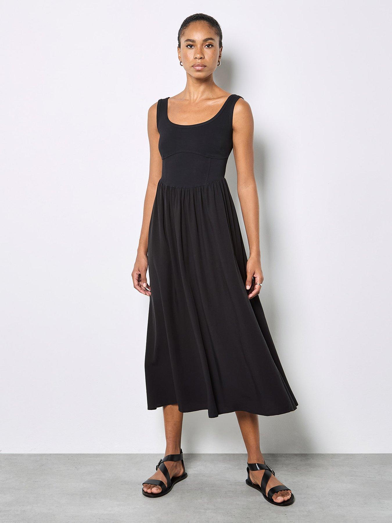 Apricot Apricot Corset Woven Skirt Midi Dress