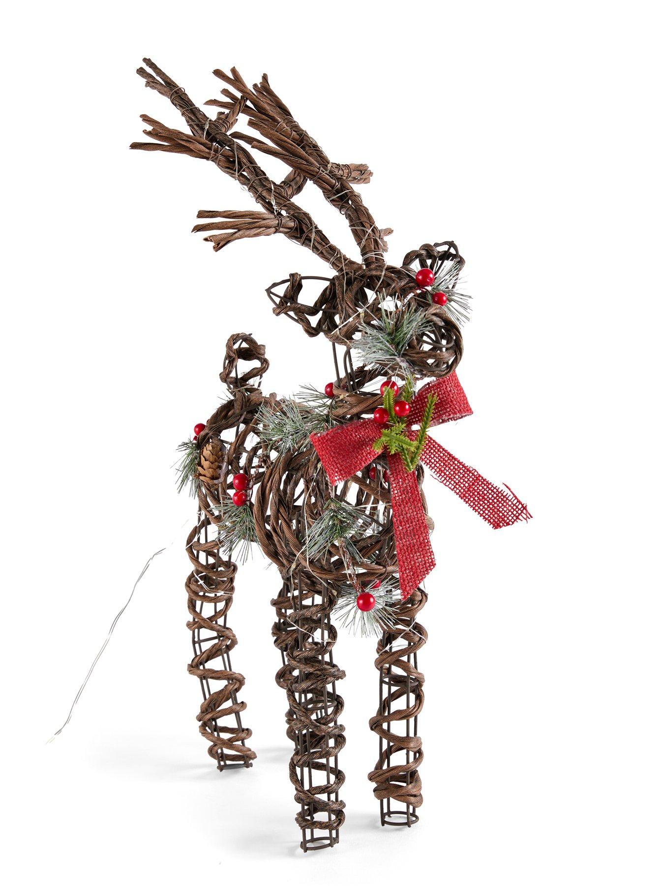 Image 2 of 7 of Heaven Sends Light Up Rattan Reindeer Christmas Decoration - 38 x 21 cm