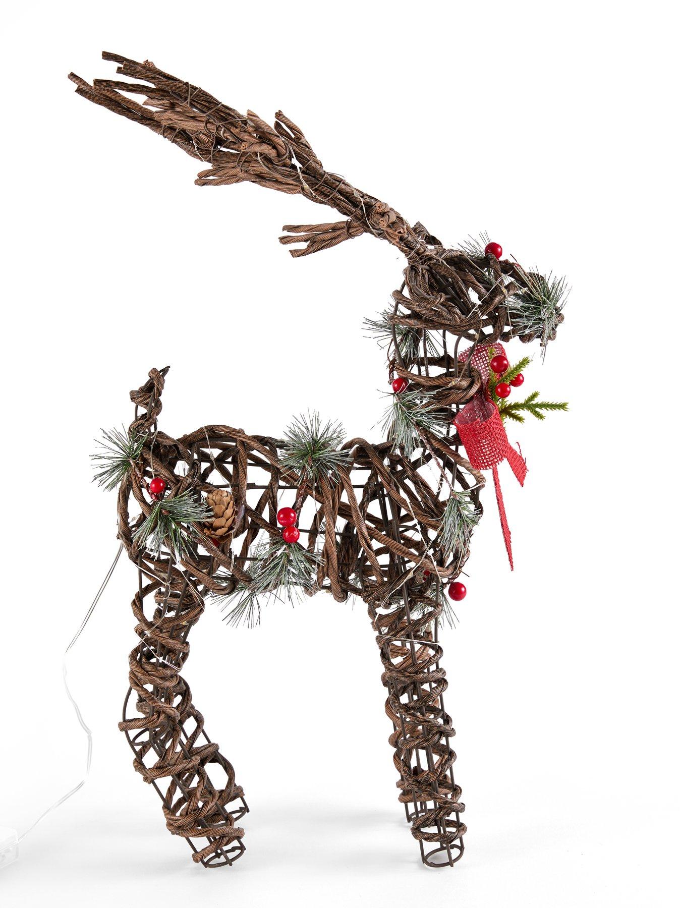 Image 4 of 7 of Heaven Sends Light Up Rattan Reindeer Christmas Decoration - 38 x 21 cm
