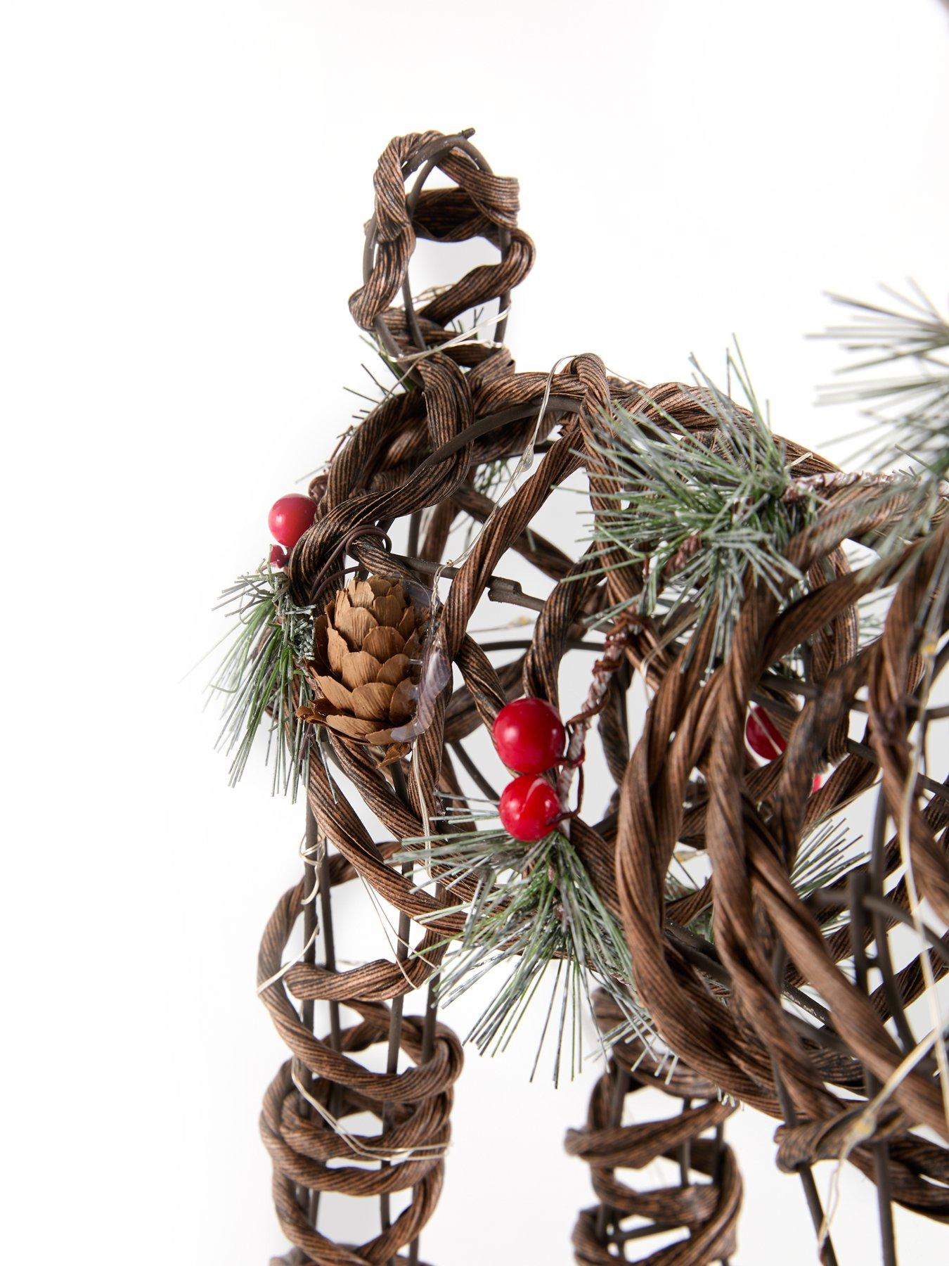 Image 7 of 7 of Heaven Sends Light Up Rattan Reindeer Christmas Decoration - 38 x 21 cm