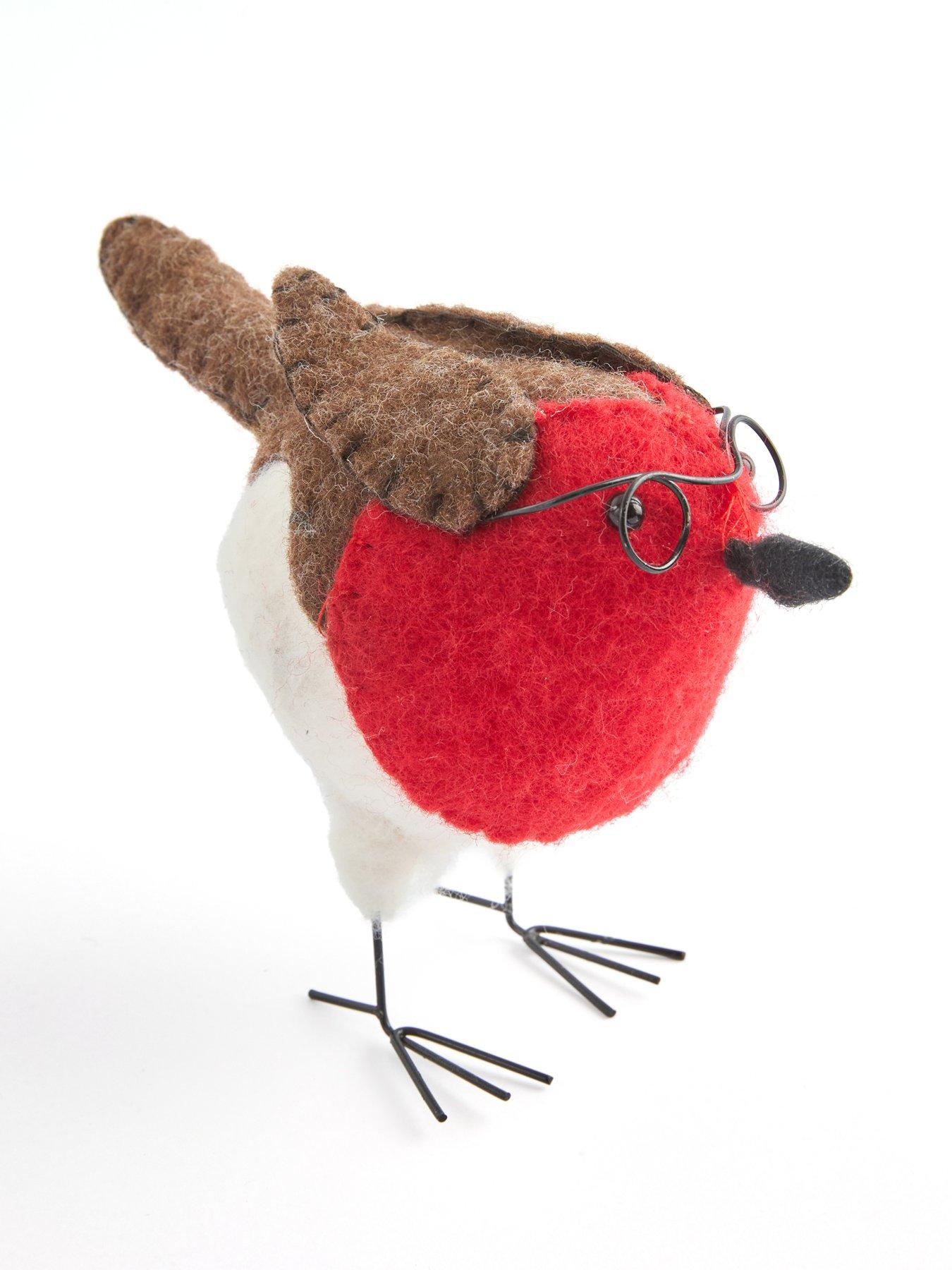Image 2 of 6 of Heaven Sends Red Robin with Glasses Christmas Decoration