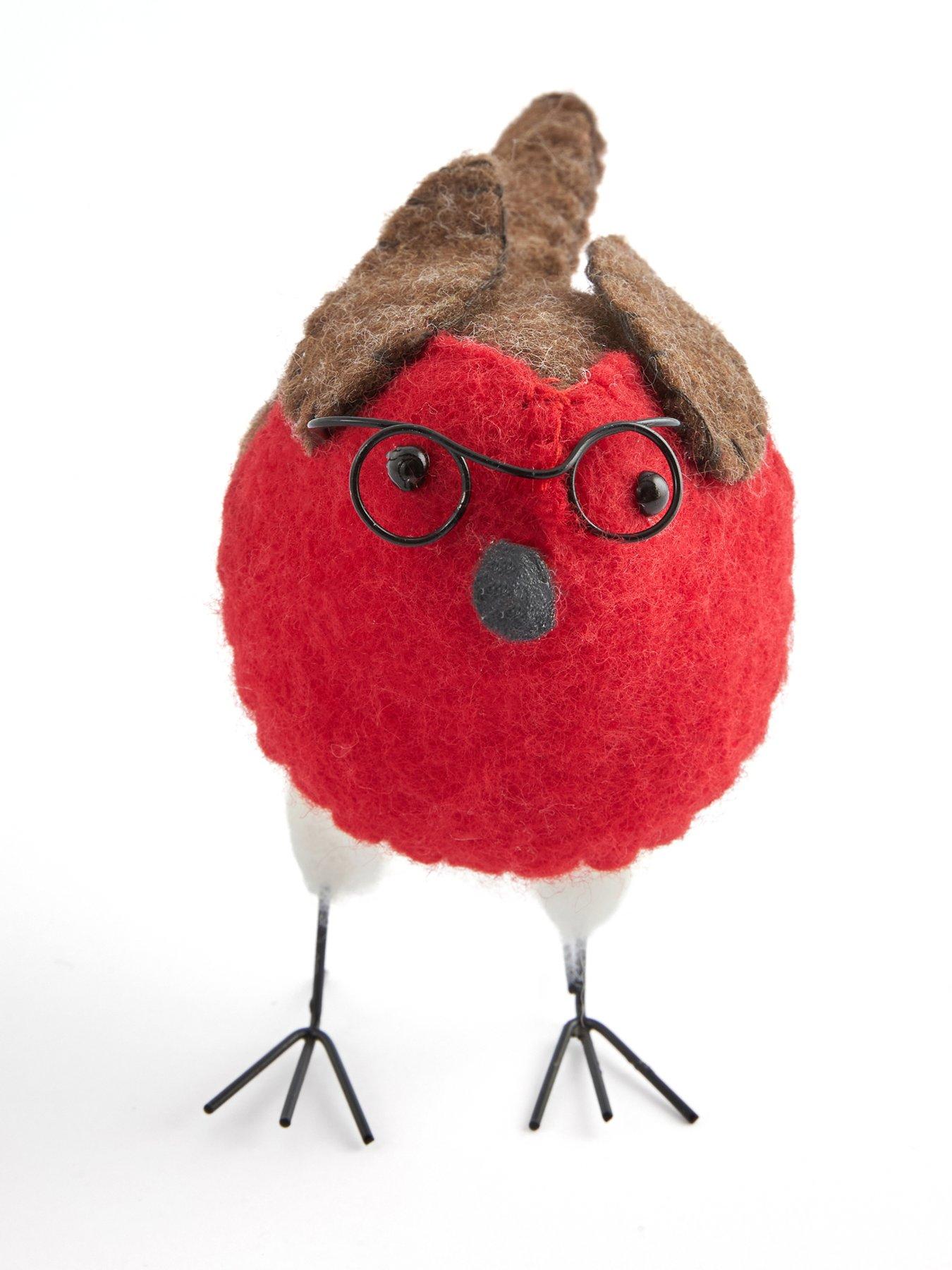 Image 3 of 6 of Heaven Sends Red Robin with Glasses Christmas Decoration
